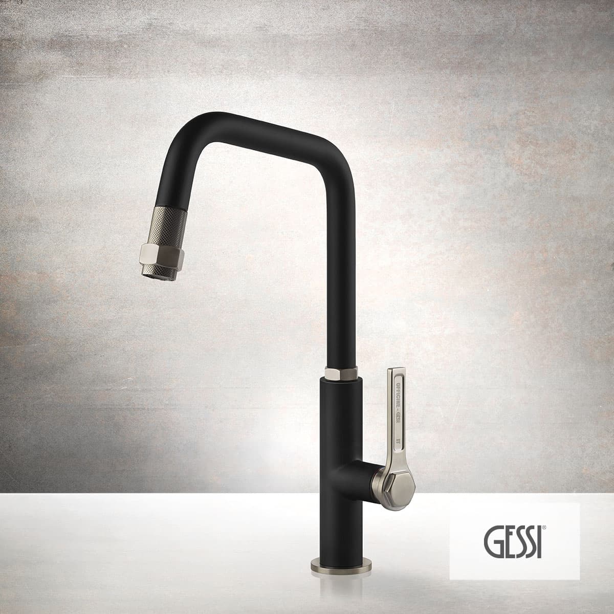 Μπαταρία κουζίνας Gessi Officine 60053-599 Inox Finish / Matte Black Υ37,9cm