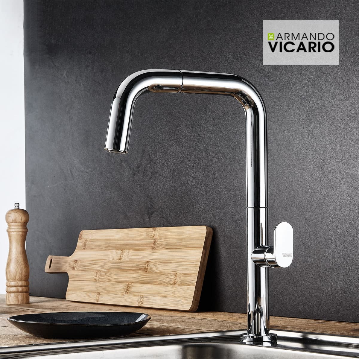 Μπαταρία κουζίνας Armando Vicario Eva 400746-100 Χρώμιο Υ35,5cm
