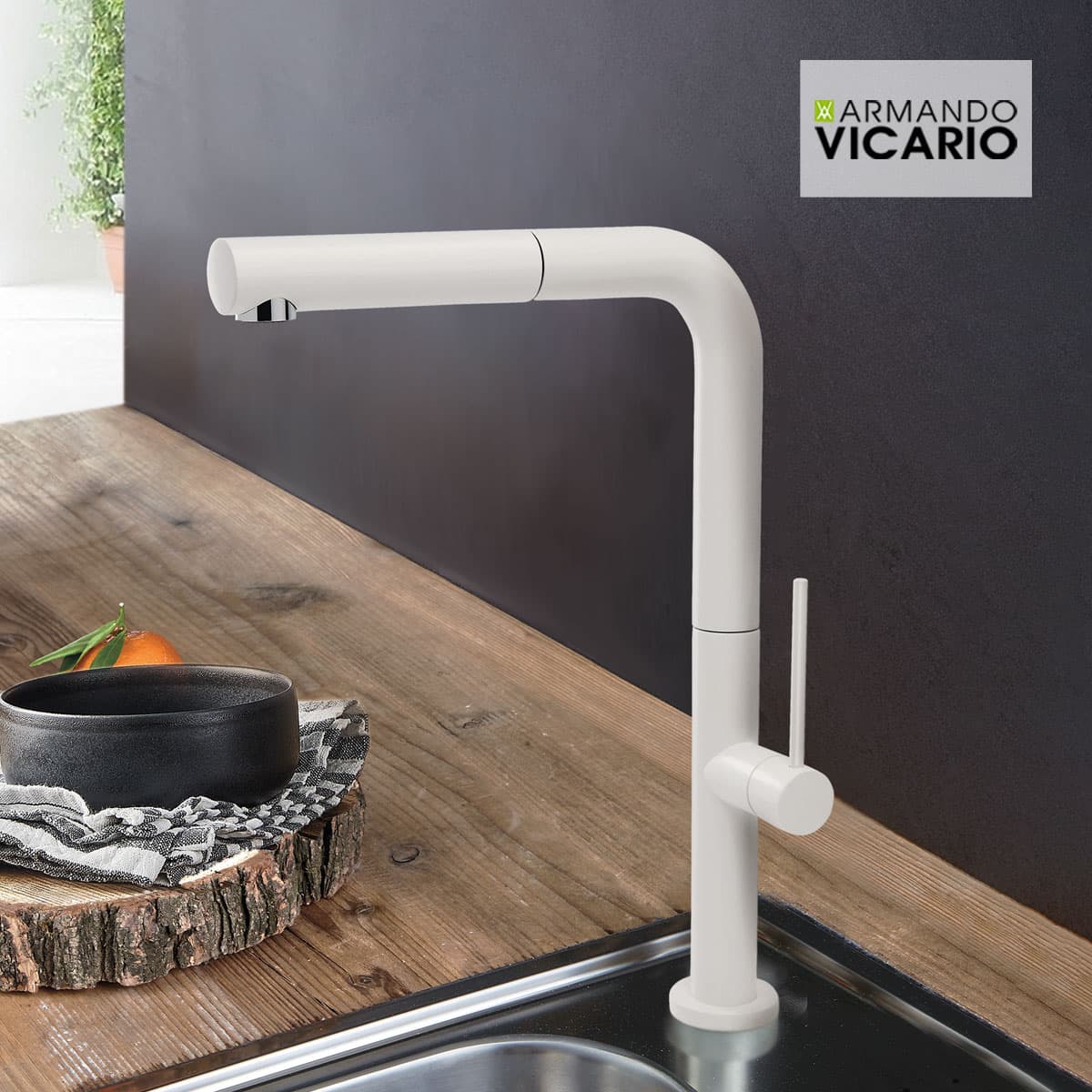 Μπαταρία κουζίνας Armando Vicario Tozo 48580-300 Ματ Λευκό Υ35,5cm