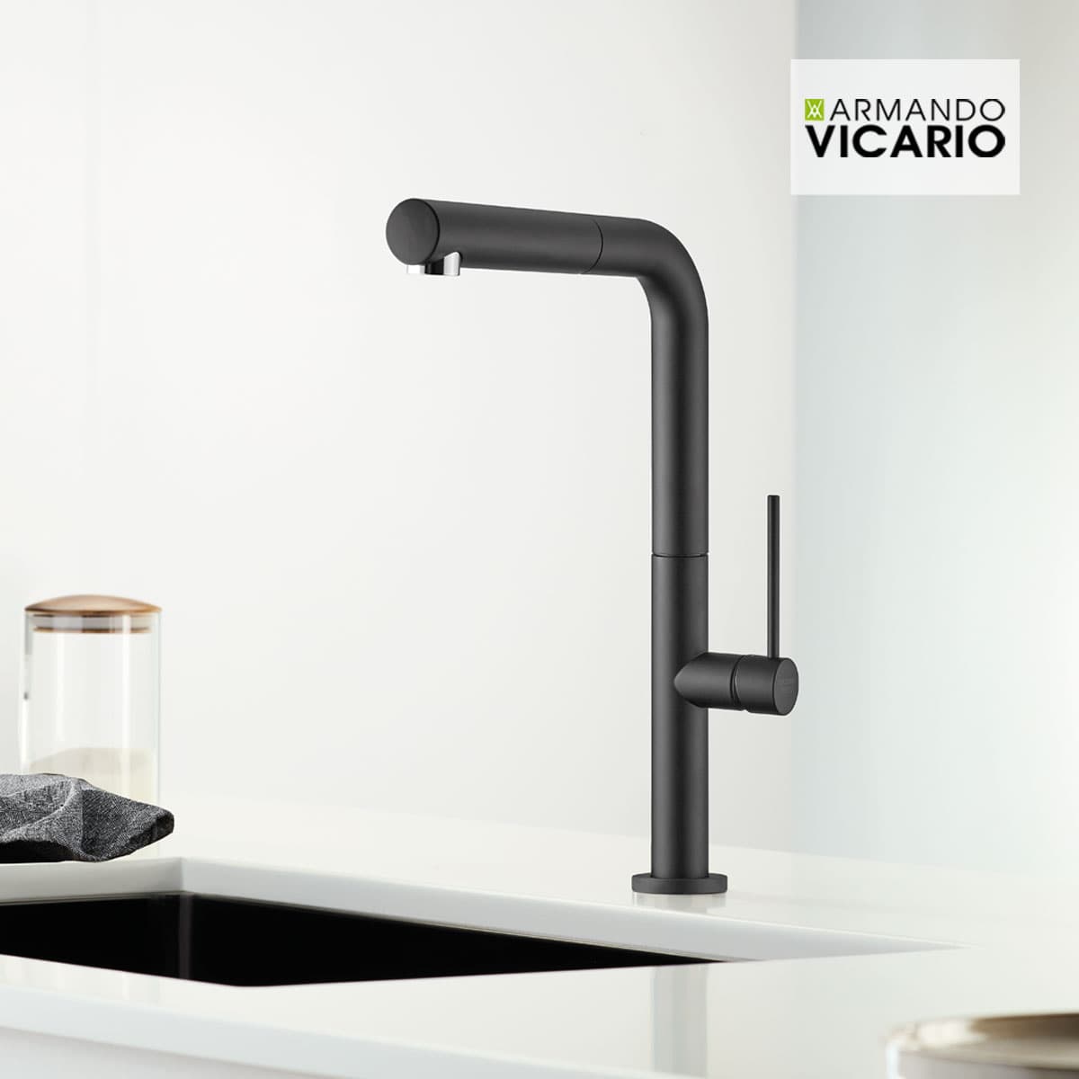 Μπαταρία κουζίνας Armando Vicario Tozo 48580-400 Ματ Μαύρο Υ35,5cm