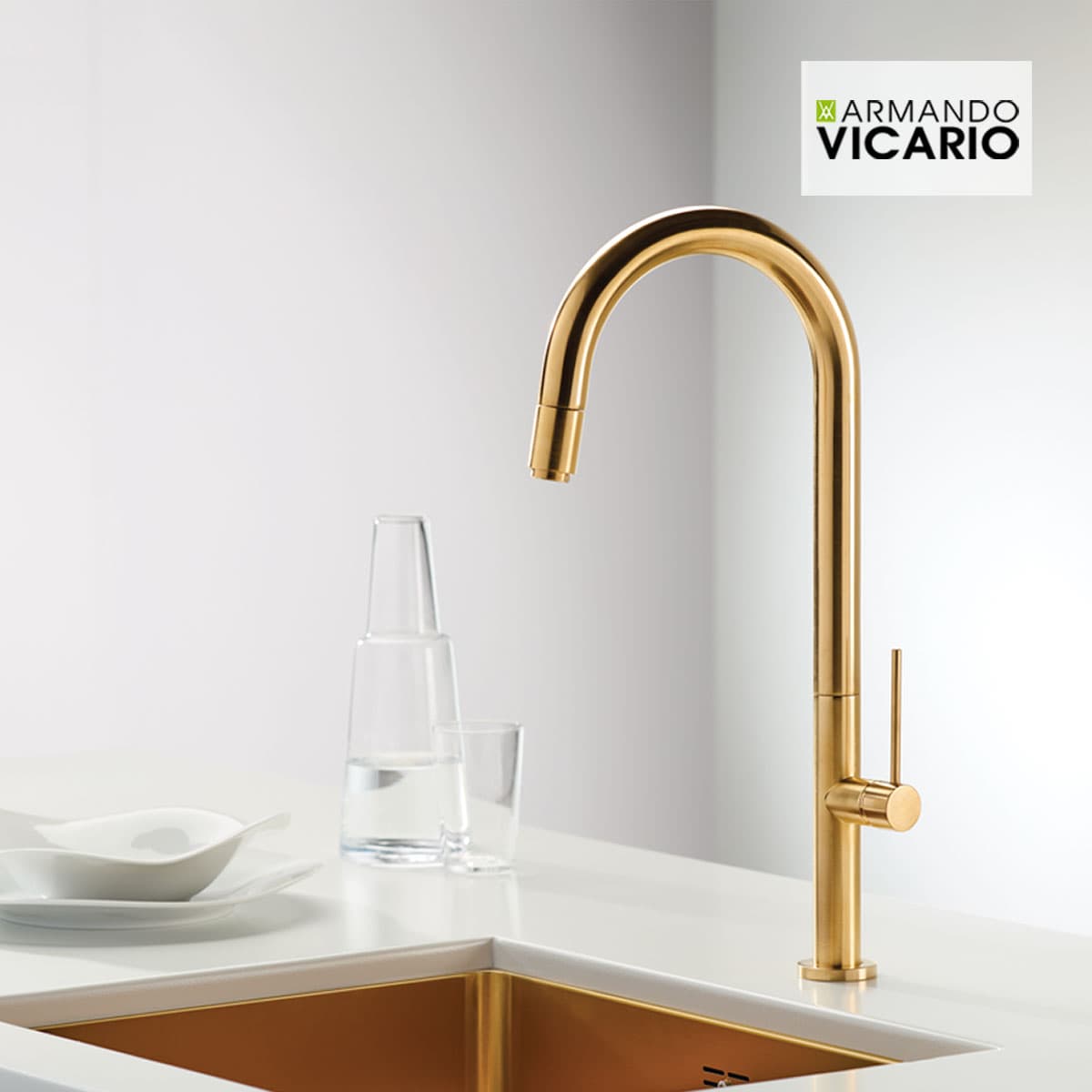 Μπαταρία κουζίνας Armando Vicario Tozo 48780-201 Gold Brushed Υ48cm