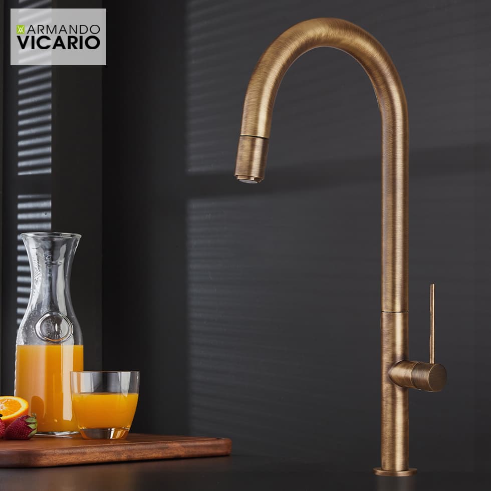 Μπαταρία κουζίνας Armando Vicario Tozo 48780-221 Antique Brass Ματ Μπρονζέ Υ48cm
