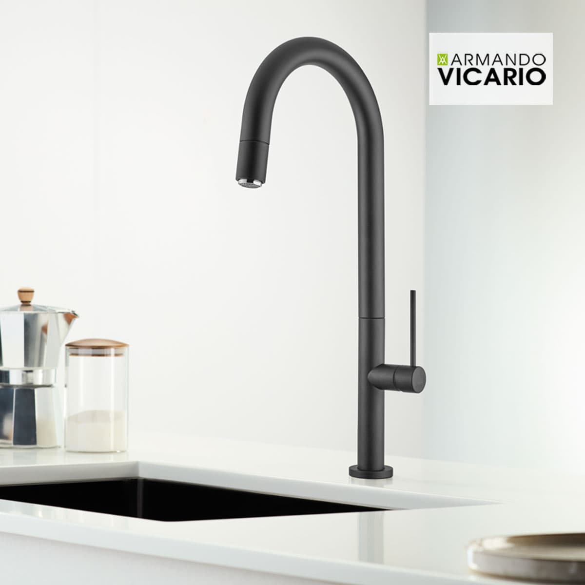 Μπαταρία κουζίνας Armando Vicario Tozo 48780-400 Ματ Μαύρο Υ48cm