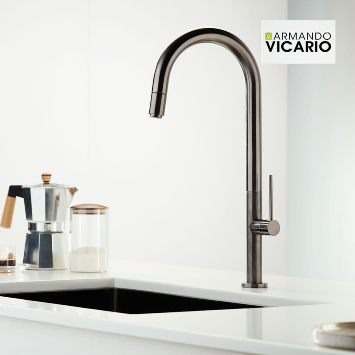 Μπαταρία κουζίνας Armando Vicario Tozo 48780-410 Black Brushed Υ48cm