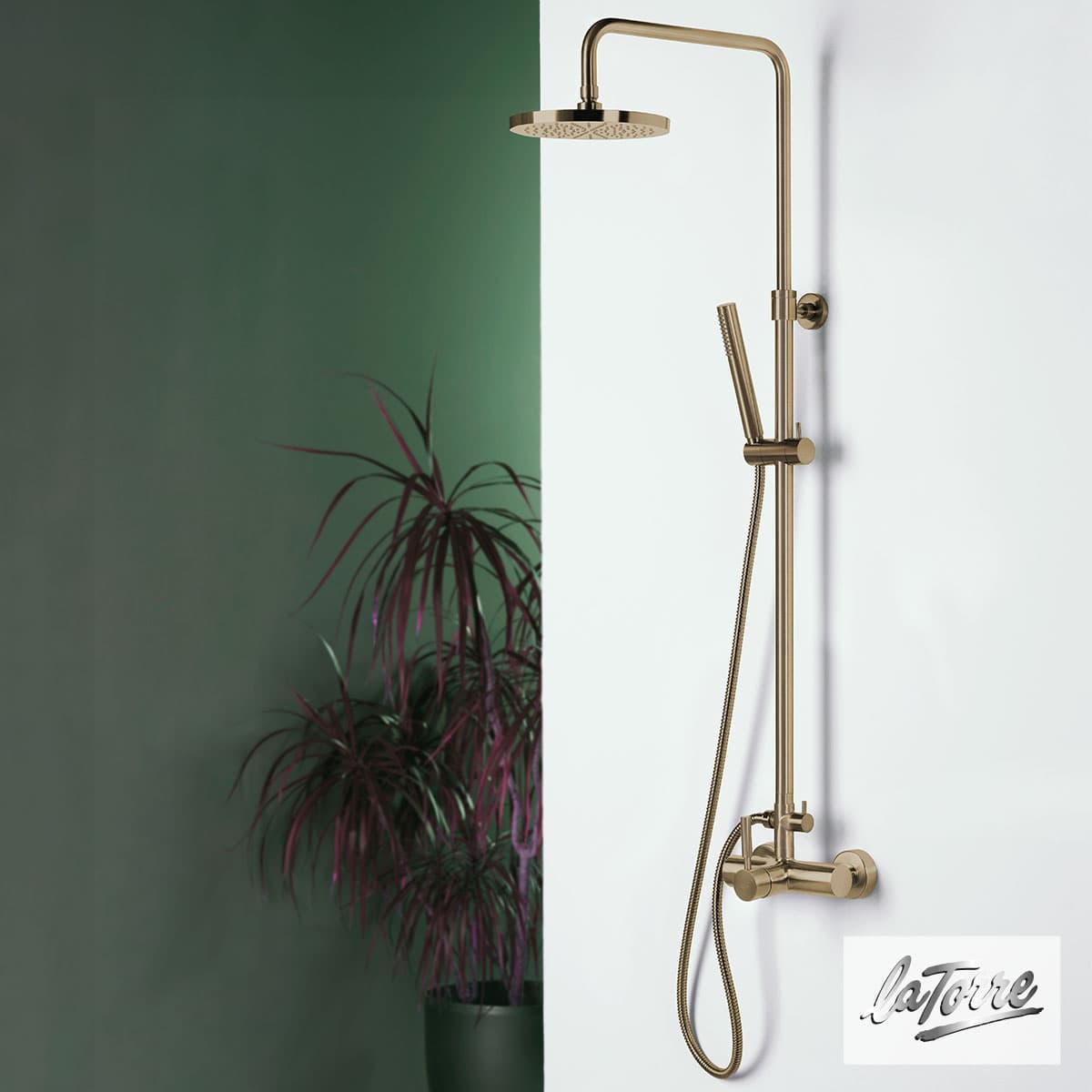Κολώνα Ντους με Μπαταρία La Torre New Tech 12065-221 Antique Brass