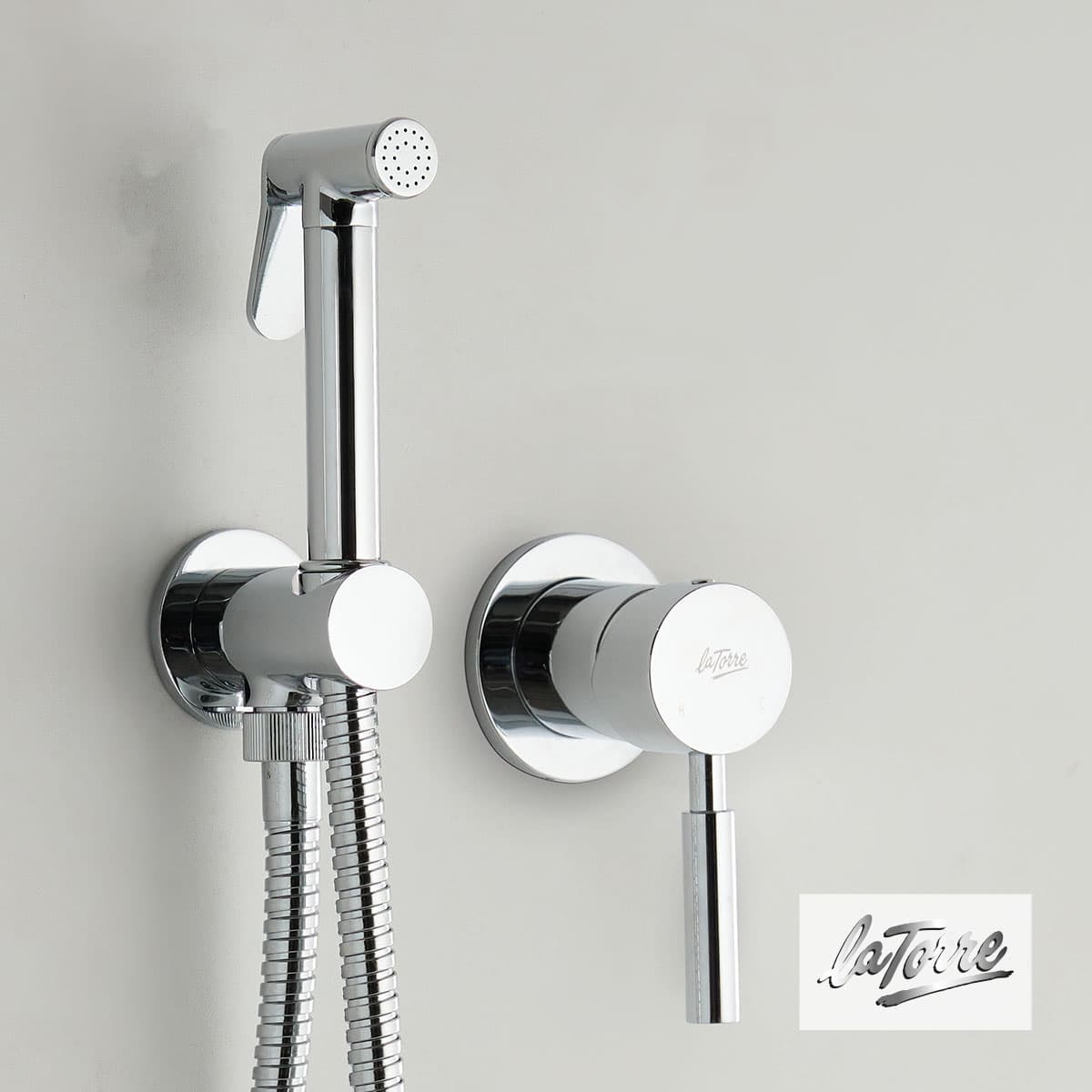 Μίκτης Εντοιχισμού με Ντουζάκι shut-off La Torre Flush mix 12211-100 Χρώμιο (ζεστό / κρύο)