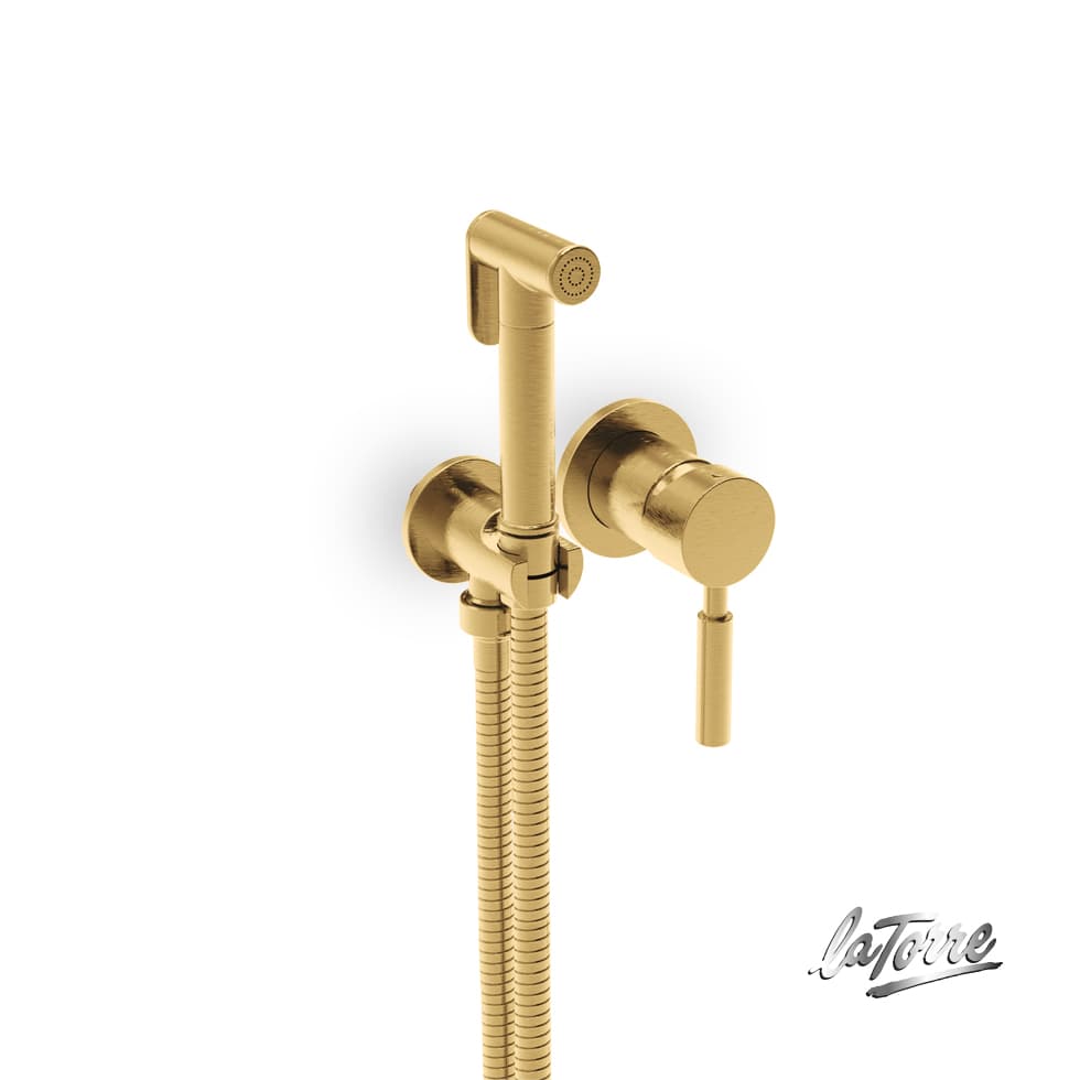 Μίκτης Εντοιχισμού με Ντουζάκι shut-off La Torre Flush mix 12211-201 Gold Brushed (ζεστό / κρύο)