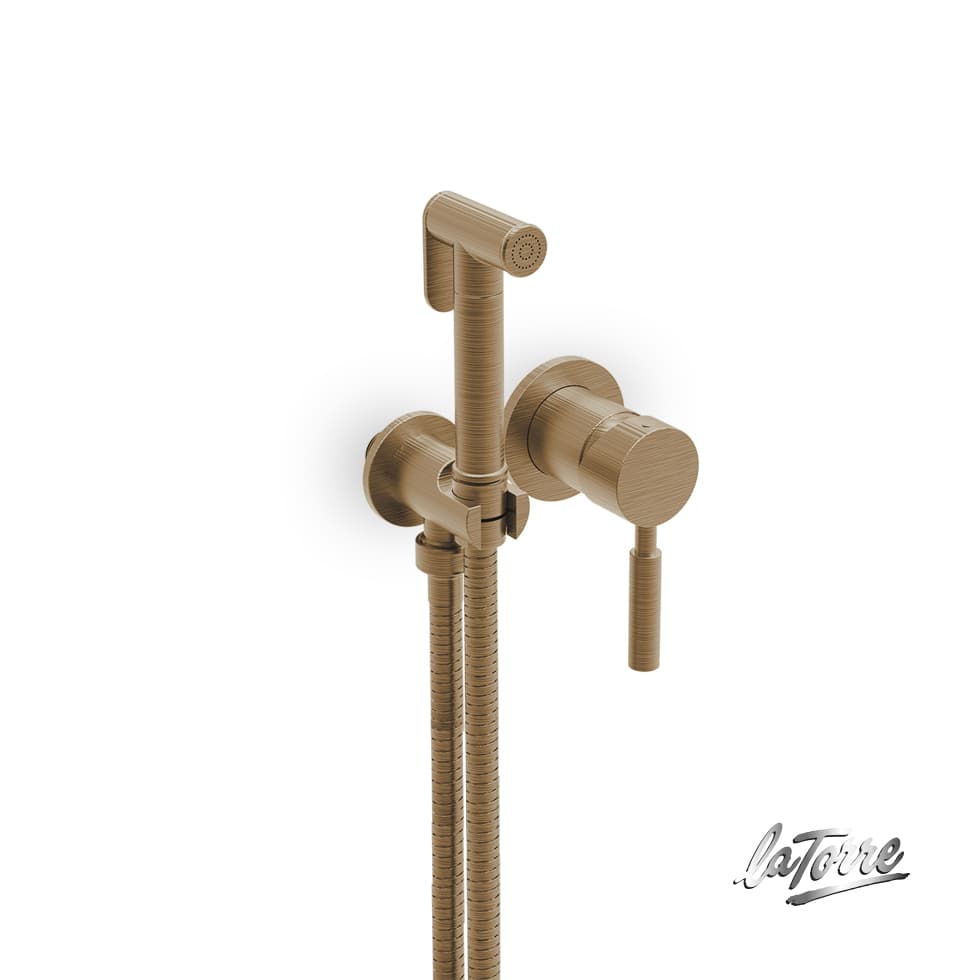 Μίκτης Εντοιχισμού με Ντουζάκι shut-off La Torre Flush mix 12211-221 Antique Brass Ματ Μπρονζέ (ζεστό / κρύο)