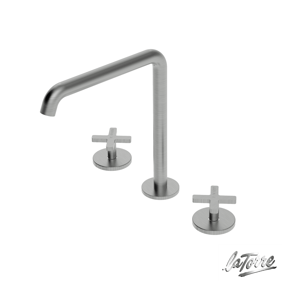 Μπαταρία Νιπτήρος La Torre Elle Cross 38102-110 Inox Brushed (3 οπών)