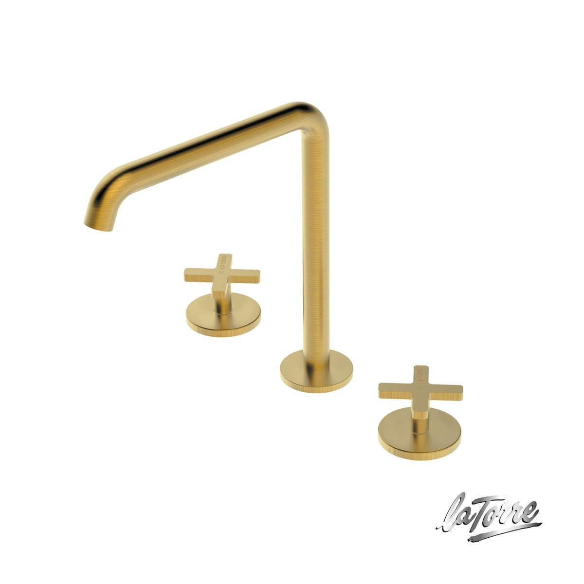 Μπαταρία Νιπτήρος La Torre Elle Cross 38102-201 Gold Brushed (3 οπών)