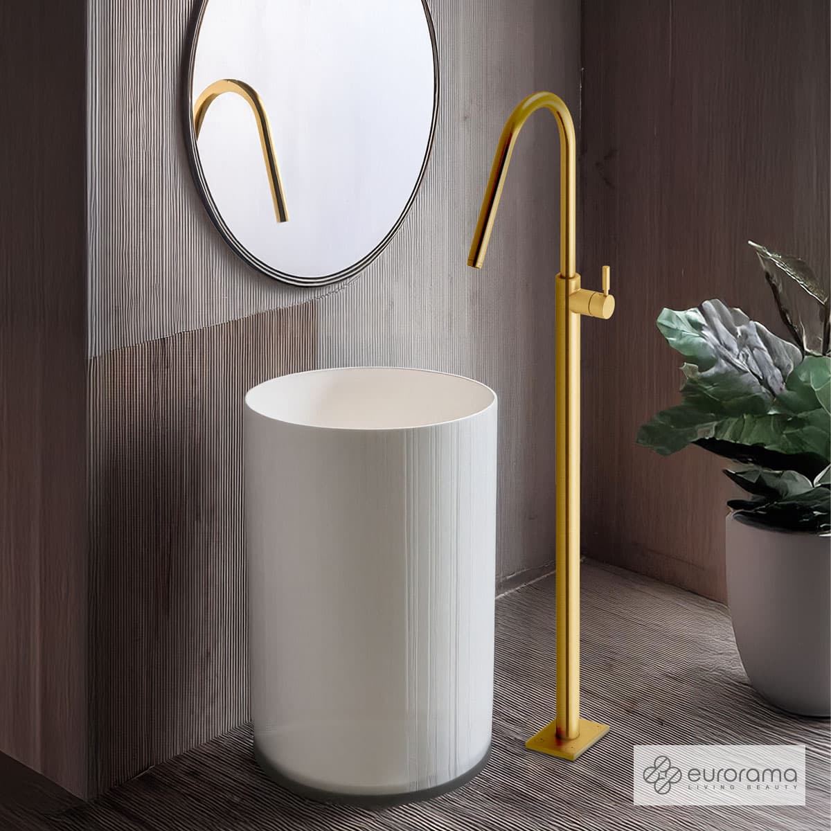 Μπαταρία Νιπτήρος επιδαπέδια Eurorama 13302-201 Light Gold Brushed