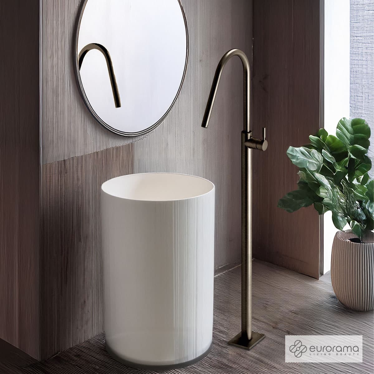 Μπαταρία Νιπτήρος επιδαπέδια Eurorama 13302-410 Black Brushed