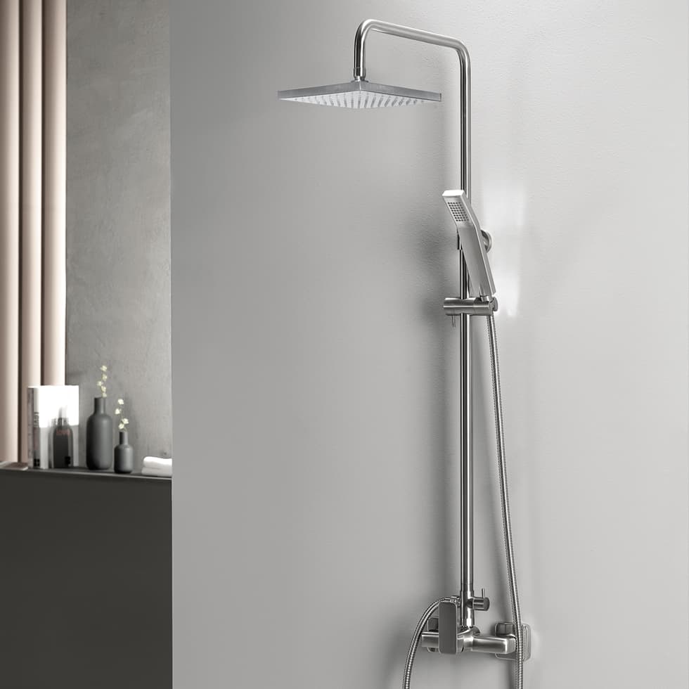 Κολώνα Ντους με Μπαταρία Eurorama Quadra 144065-110 Inox