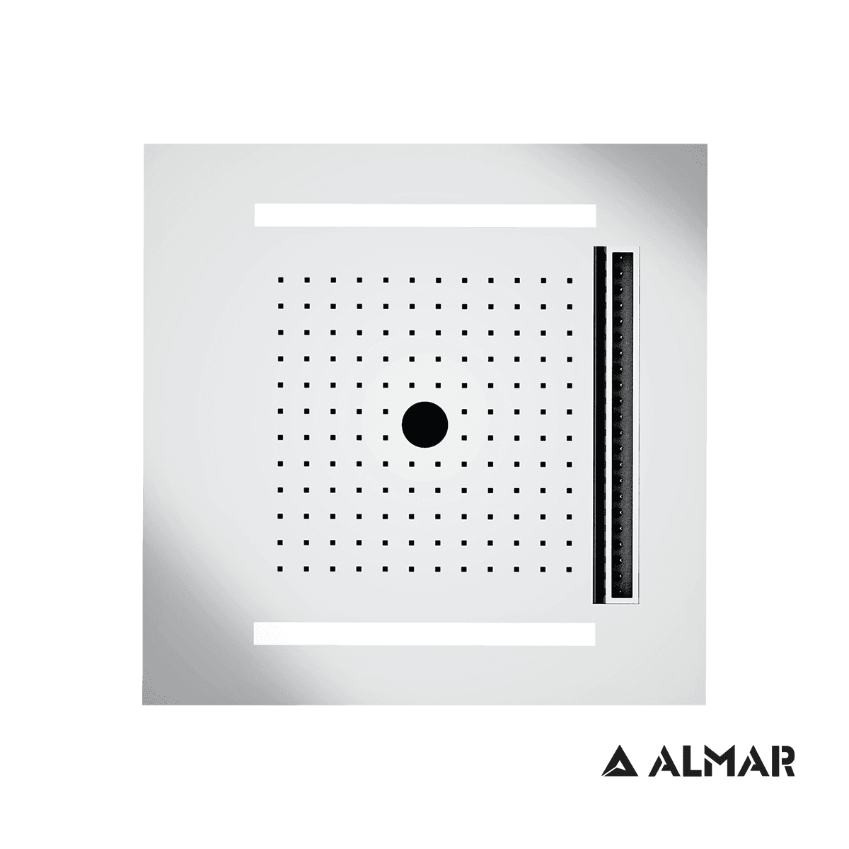 Κεφαλή Ντους Οροφής Εντοιχισμού Almar E044302-111 Wire Icicle Τemotion με Χρωματοθεραπεία Inox Σατινέ 50x50cm