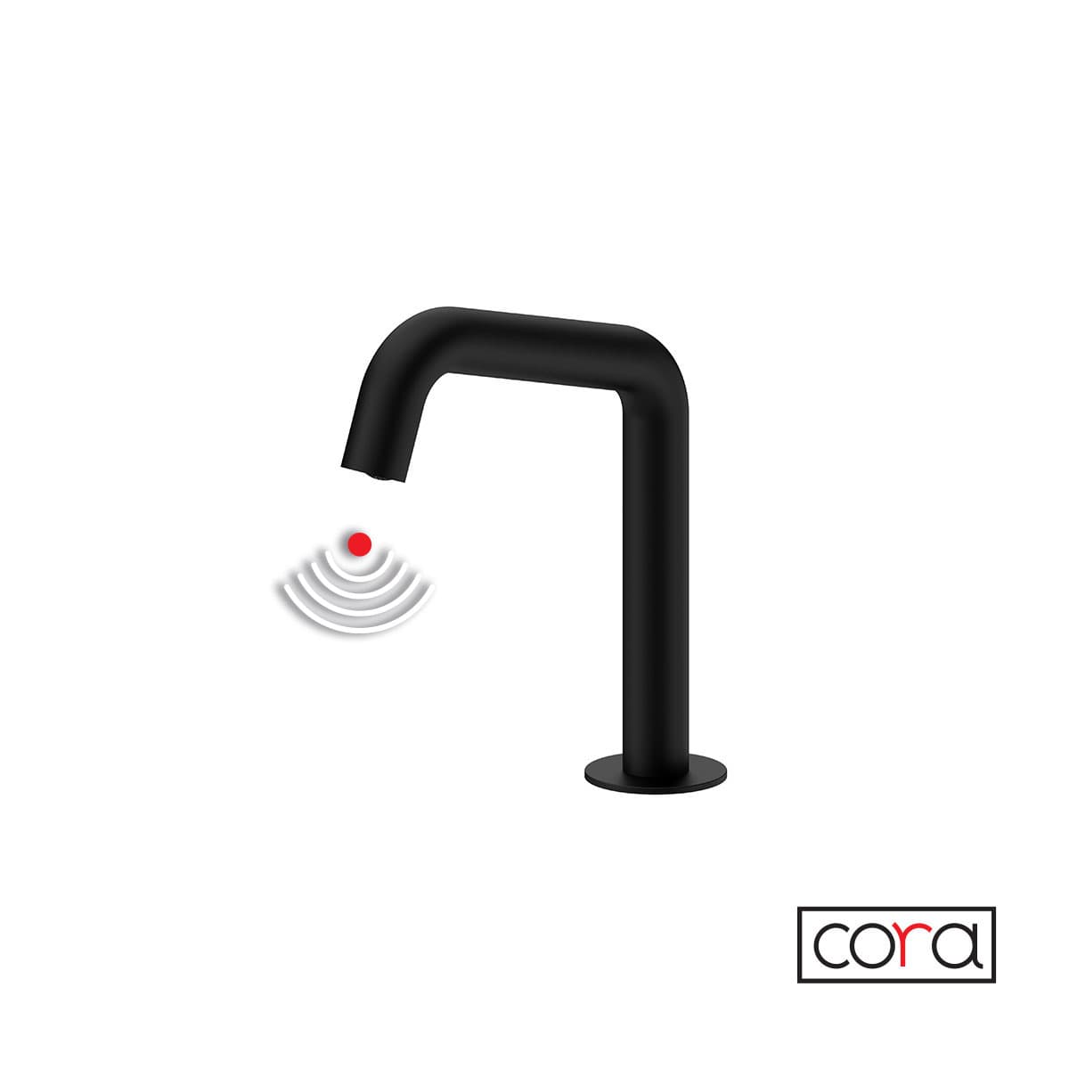 Μπαταρία Νιπτήρος Ηλεκτρονική Cora 6411-400 Ματ Μαύρο (ρεύμα)