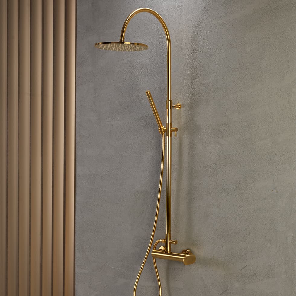 Κολώνα Ντους με Μπαταρία Armando Vicario Slim 500065-201 Gold Brushed