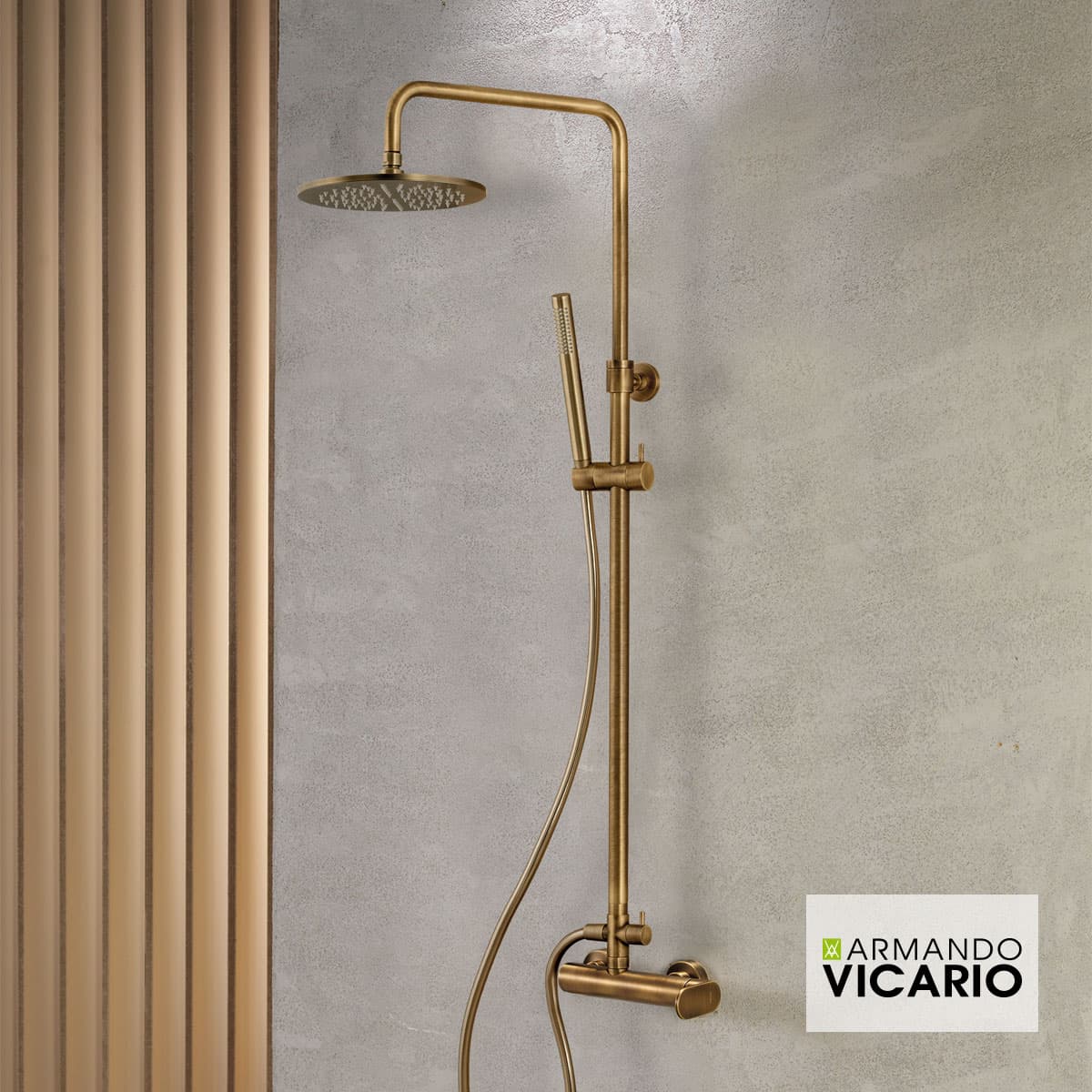 Κολώνα Ντους με Μπαταρία Armando Vicario Slim 500165-221 Antique Brass