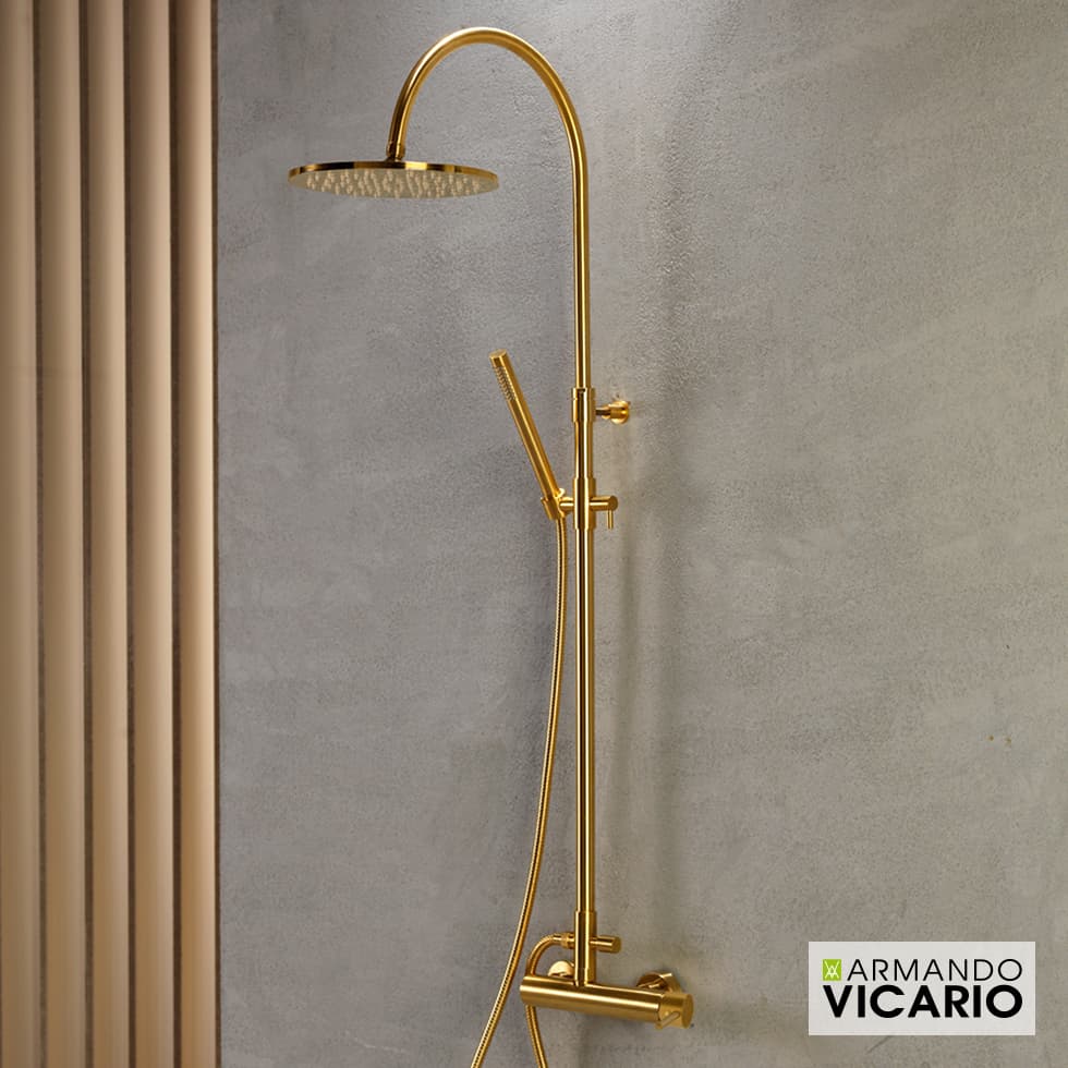 Κολώνα Ντους με Μπαταρία Armando Vicario Industrial 512065-201 Gold Brushed