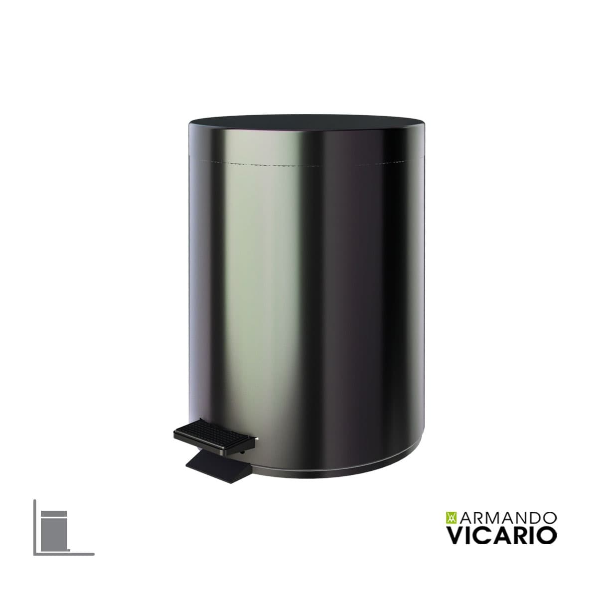 Χαρτοδοχείο Armando Vicario Slim 900200-405 5lt Black Chrome Φ20,5x27,3cm