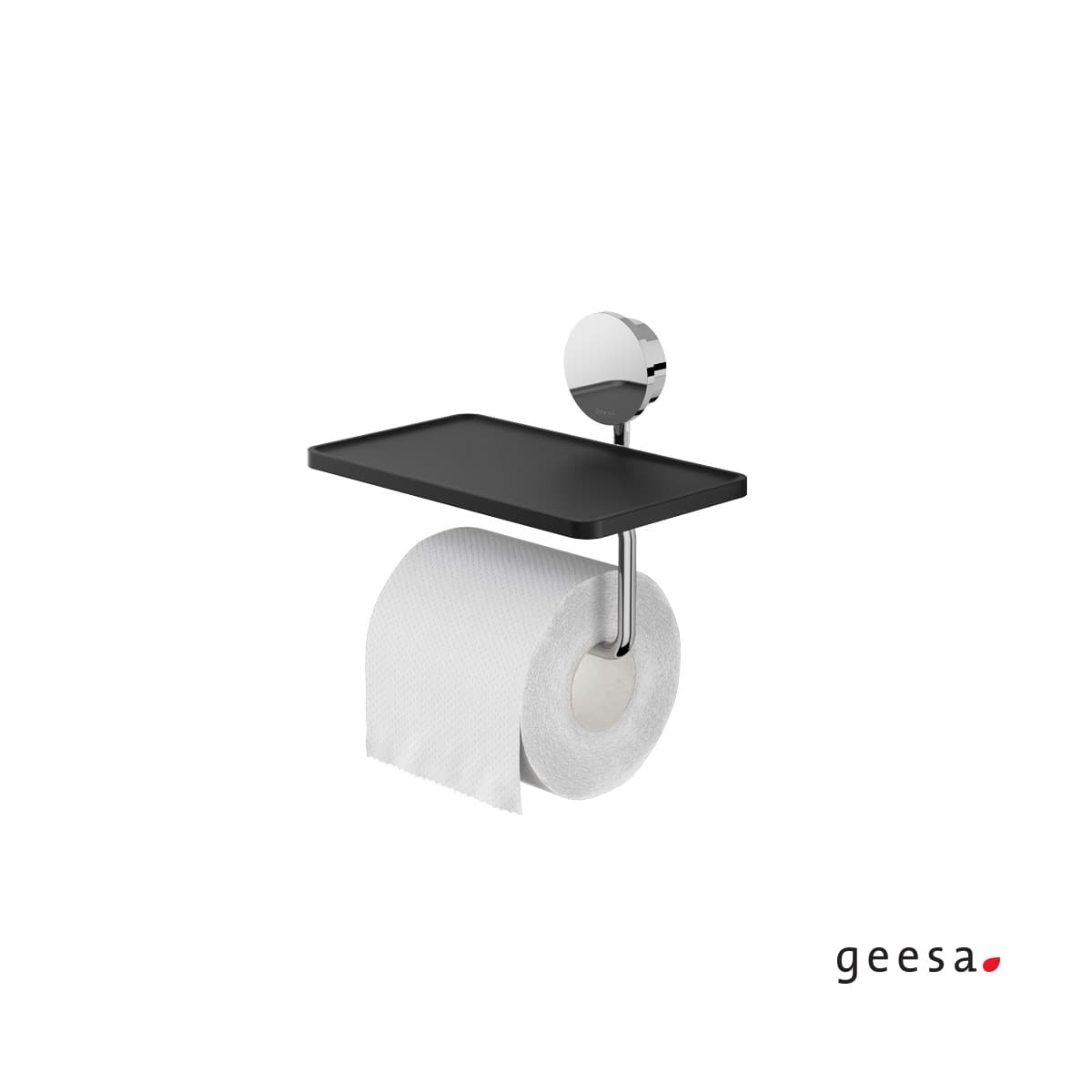 Χαρτοθήκη με εταζέρα Geesa Opal 7224-100 Χρώμιο με Μαύρο 18,5x12,9x14,3cm