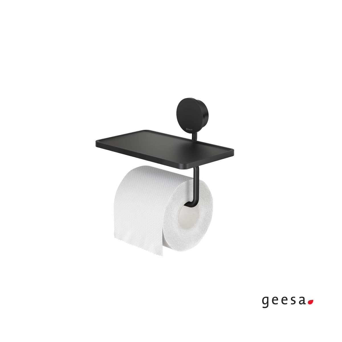 Χαρτοθήκη με εταζέρα Geesa Opal 7224-400 Ματ Μαύρο 18,5x12,9x14,3cm