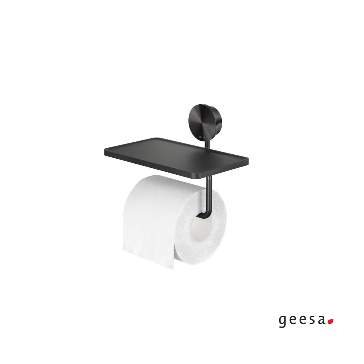 Χαρτοθήκη με εταζέρα Geesa Opal 7224-411 Black Brushed 18,5x12,9x14,3cm