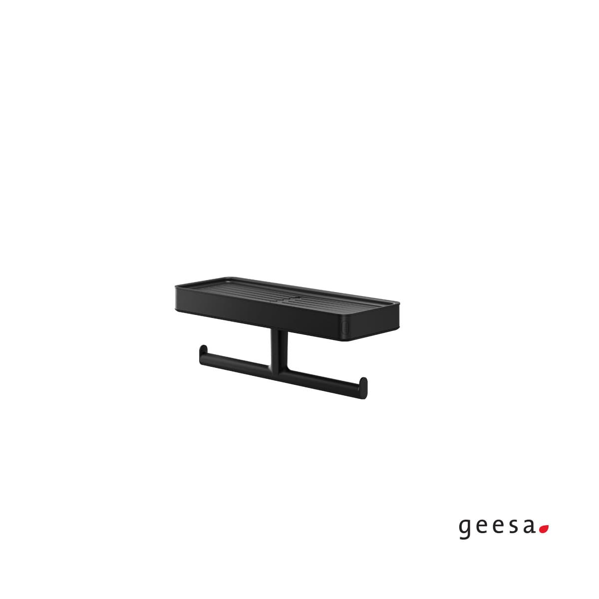 Χαρτοθήκη διπλή με εταζέρα Geesa Cooper 800240-400 Ματ Μαύρο 28x10,5x10,6cm