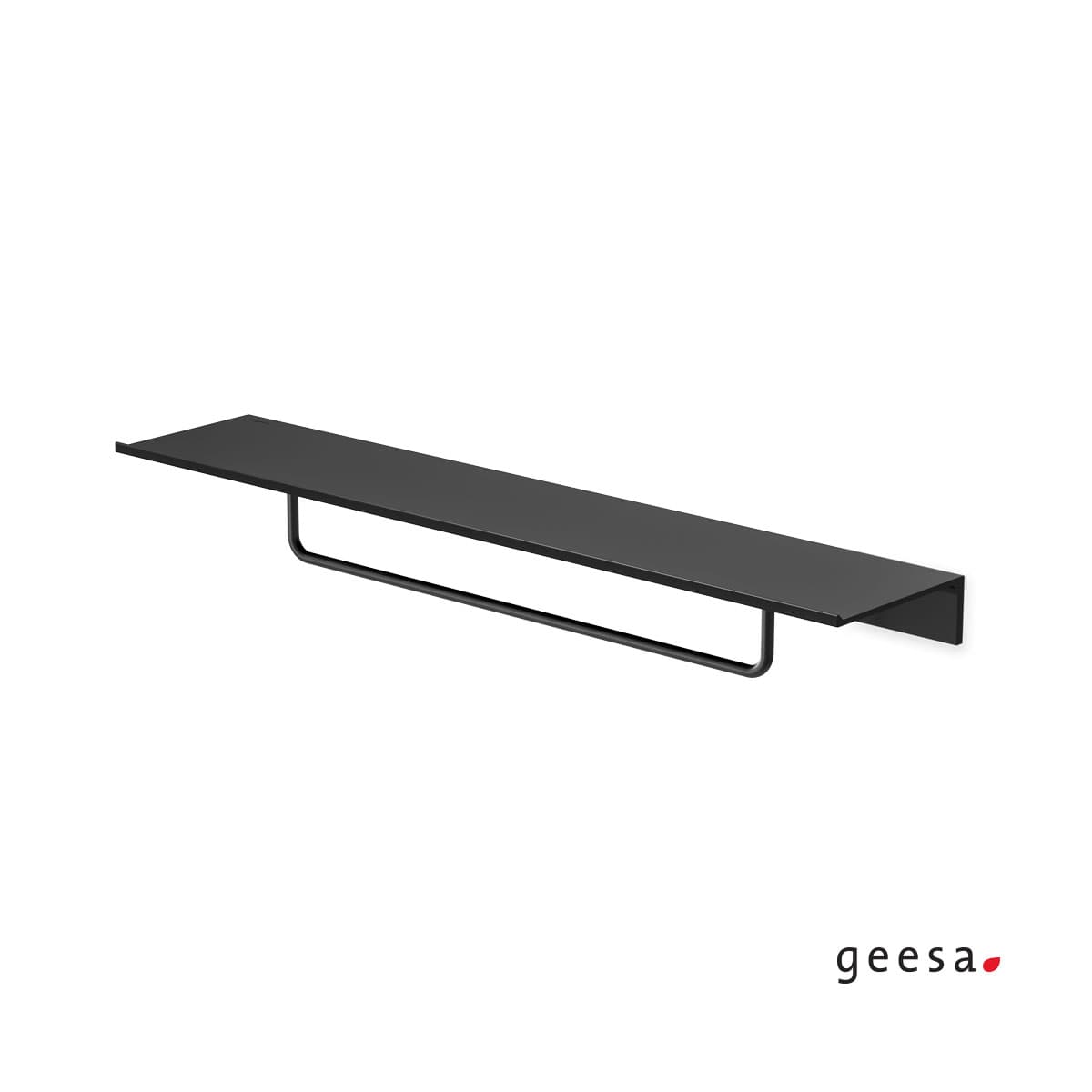 Εταζέρα με Πετσετοκρεμάστρα Geesa Leev 8207/60-400 Ματ Μαύρο 60x12,5x7,6cm