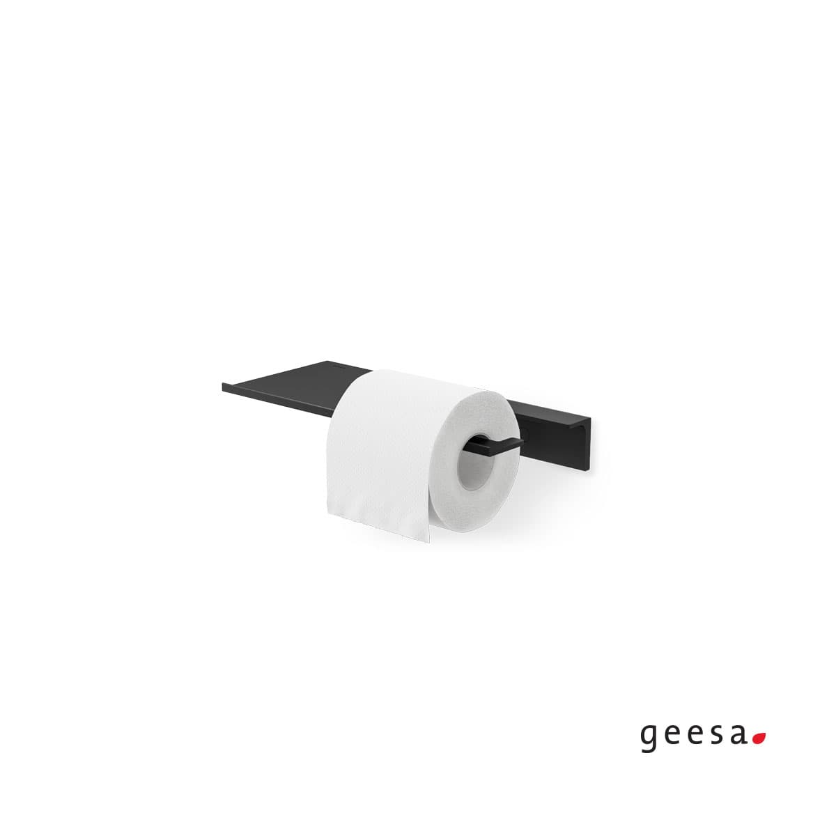Χαρτοθήκη με Εταζέρα Geesa Leev 8209/28-400 Ματ Μαύρο 28cm