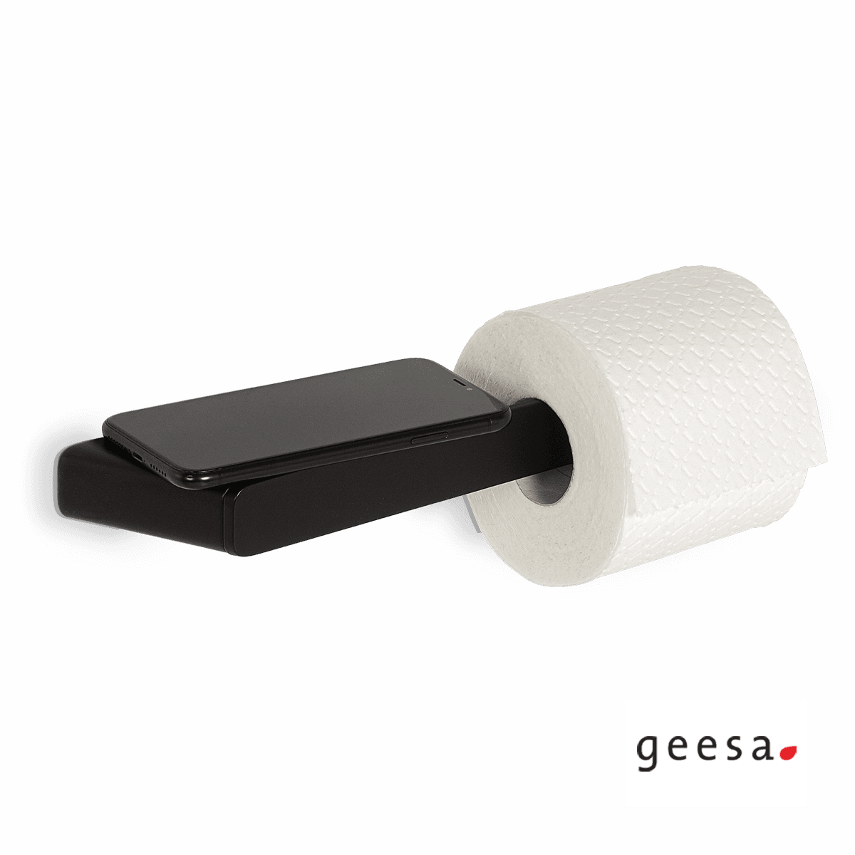 Χαρτοθήκη με εταζέρα Geesa Shift 9924-400 Ματ Μαύρο 30,2x3x3,5cm