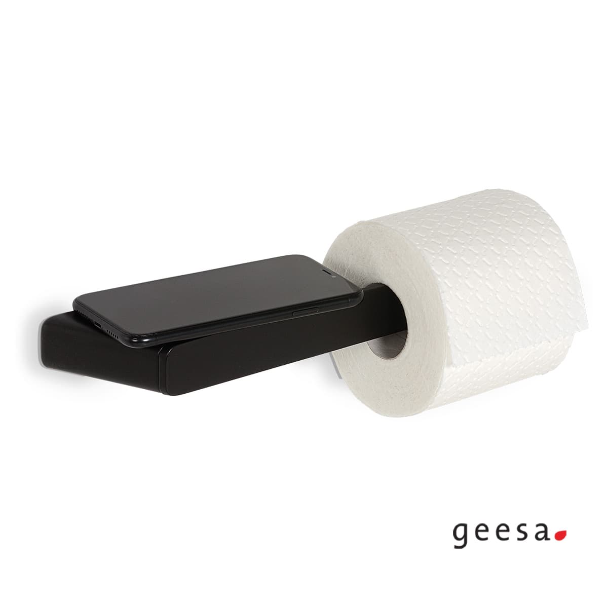 Χαρτοθήκη με εταζέρα Geesa Shift 9924-400 Ματ Μαύρο 30,2x3x3,5cm