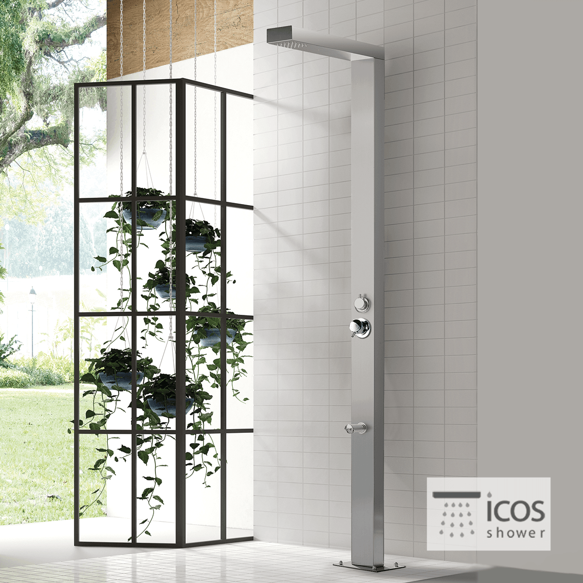 Κολώνα Ντους Εξωτερικού Χώρου Icos Shower Neda Mix Inox (ζεστό / κρύο) 2,10m