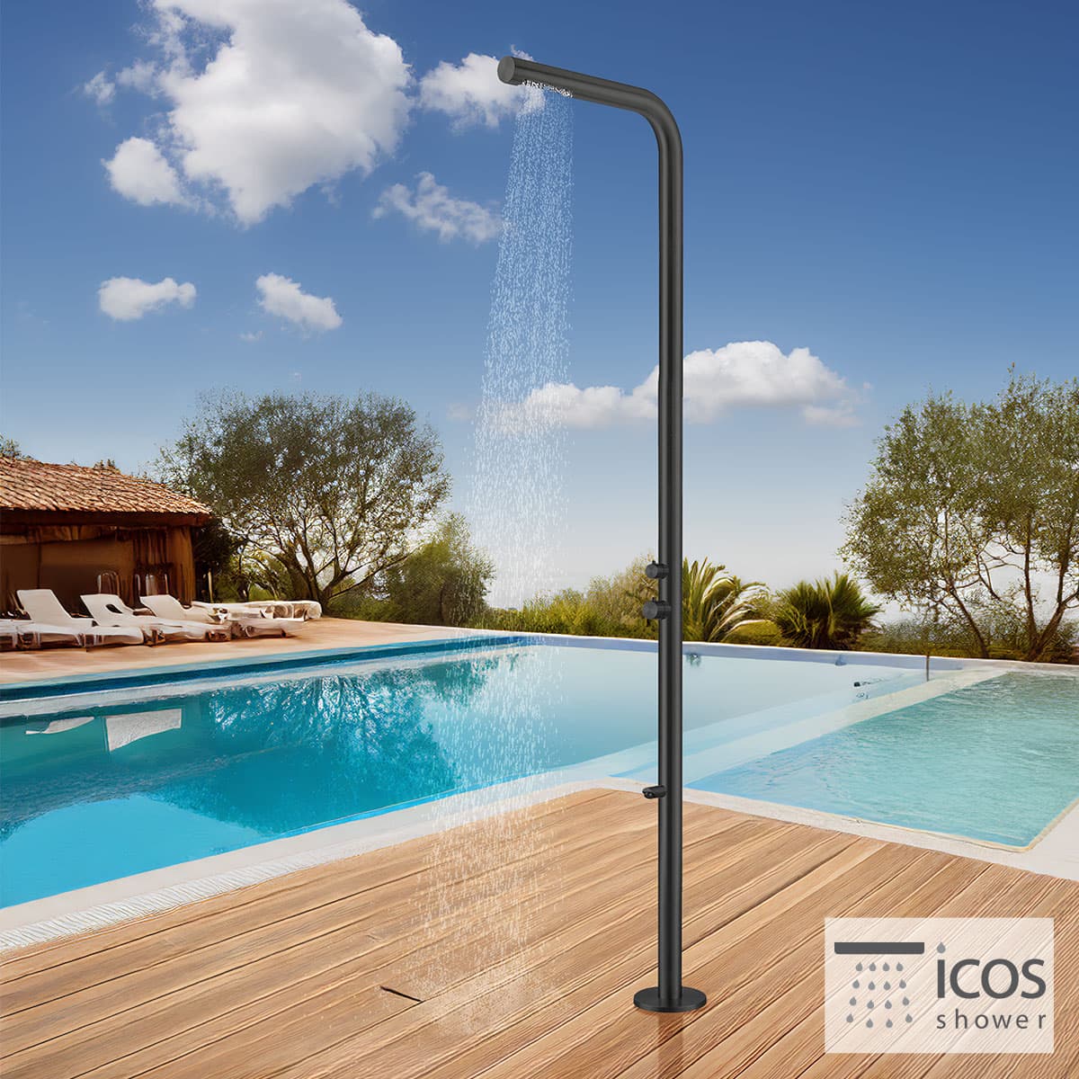 Κολώνα Ντους Εξωτερικού Χώρου Icos Shower Dona Mix Ματ Μαύρο PVD (ζεστό / κρύο) 2,21m