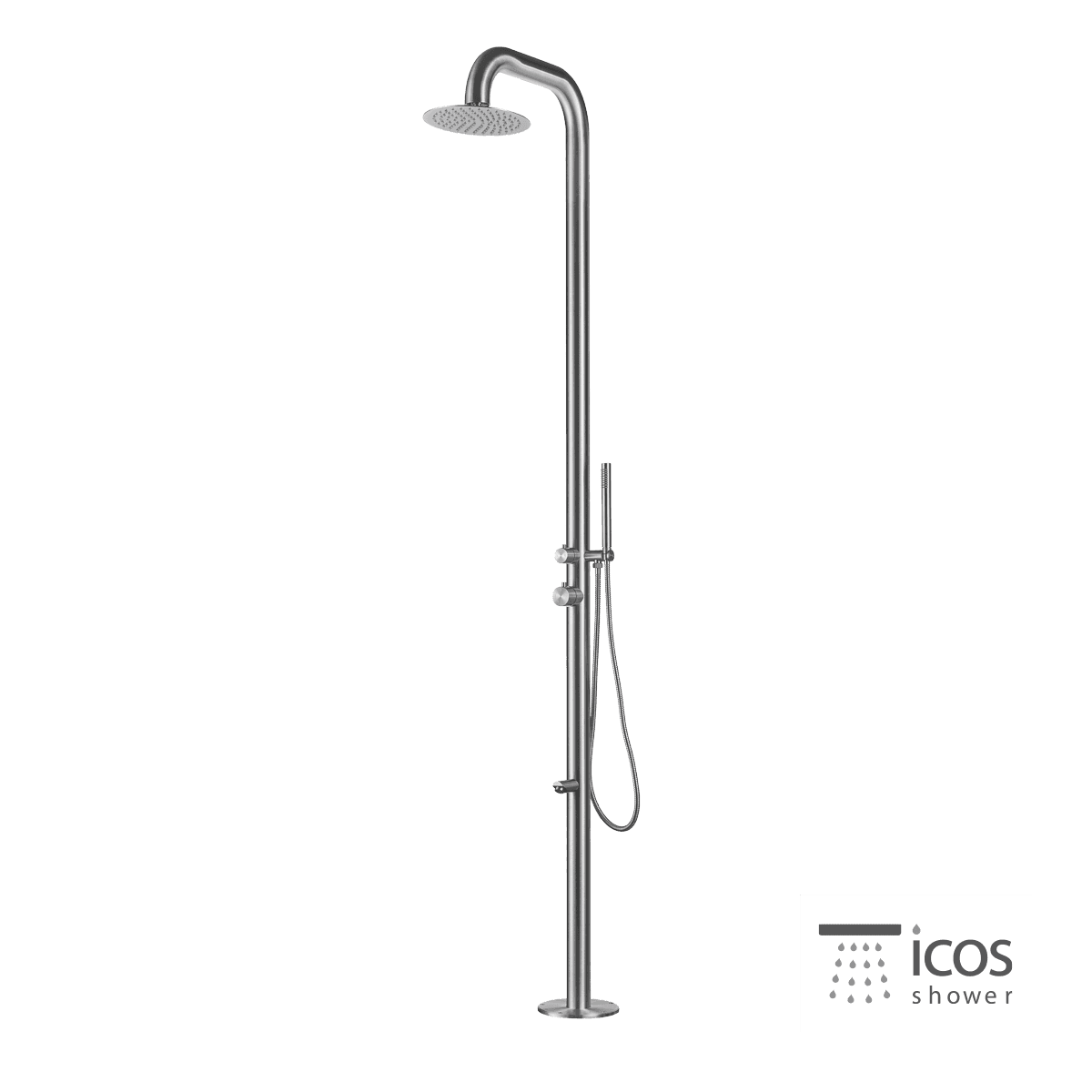 Κολώνα Ντους Εξωτερικού Χώρου Icos Shower Lea Mix Inox Brushed (ζεστό / κρύο) 2,10m