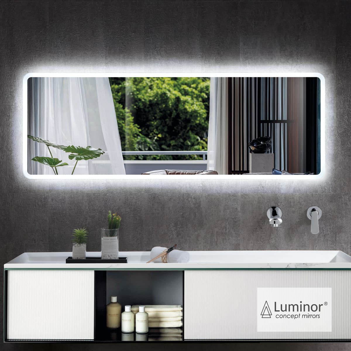 Καθρέπτης μπάνιου με Led Luminor Adagio Music 140 140x70cm (ηχείο με bluetooth)