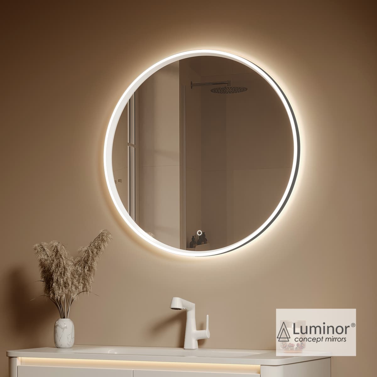 Καθρέπτης μπάνιου με Led Luminor Fox 80 Ματ Μαύρο Φ80cm