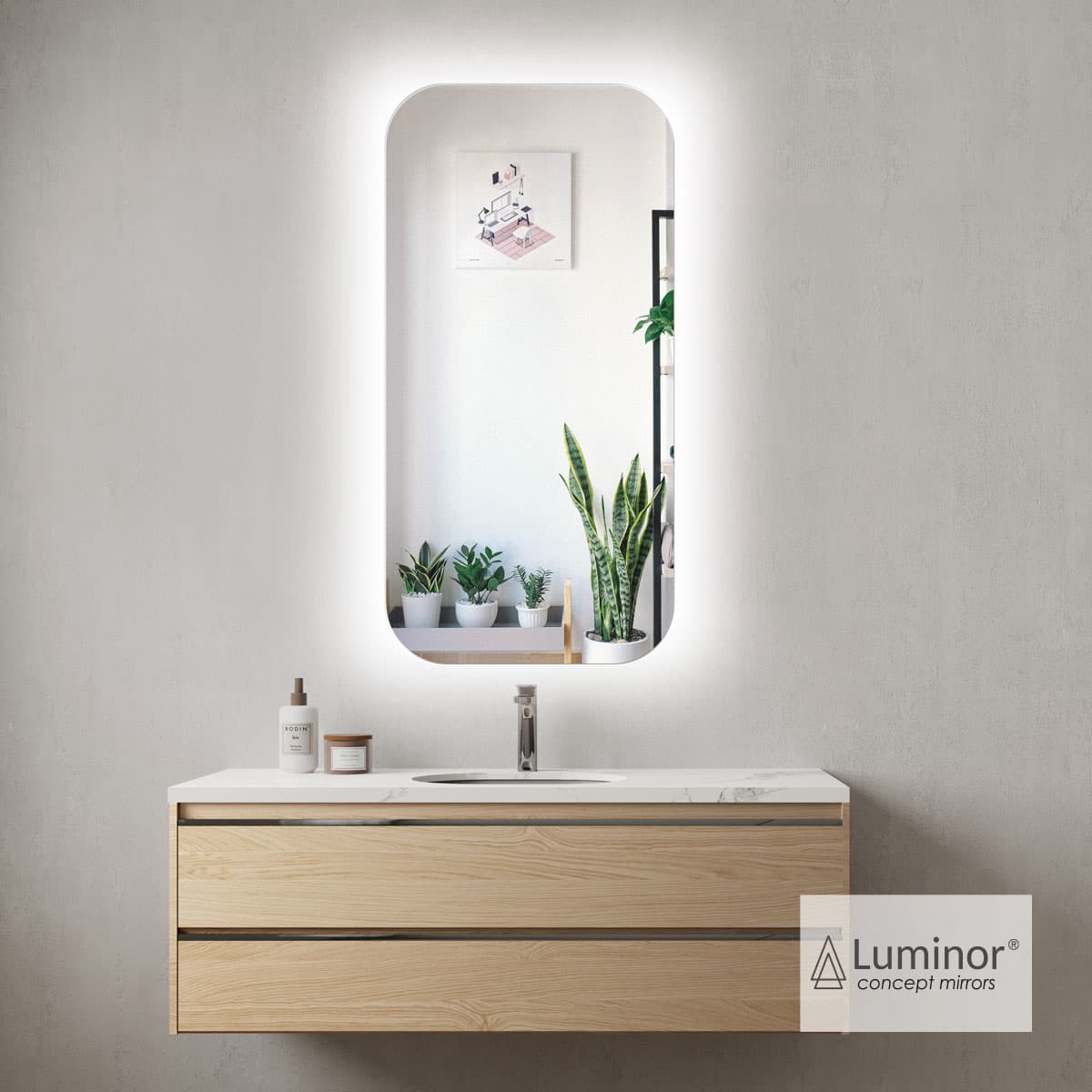 Καθρέπτης μπάνιου με Led Luminor Just 50 50x100cm