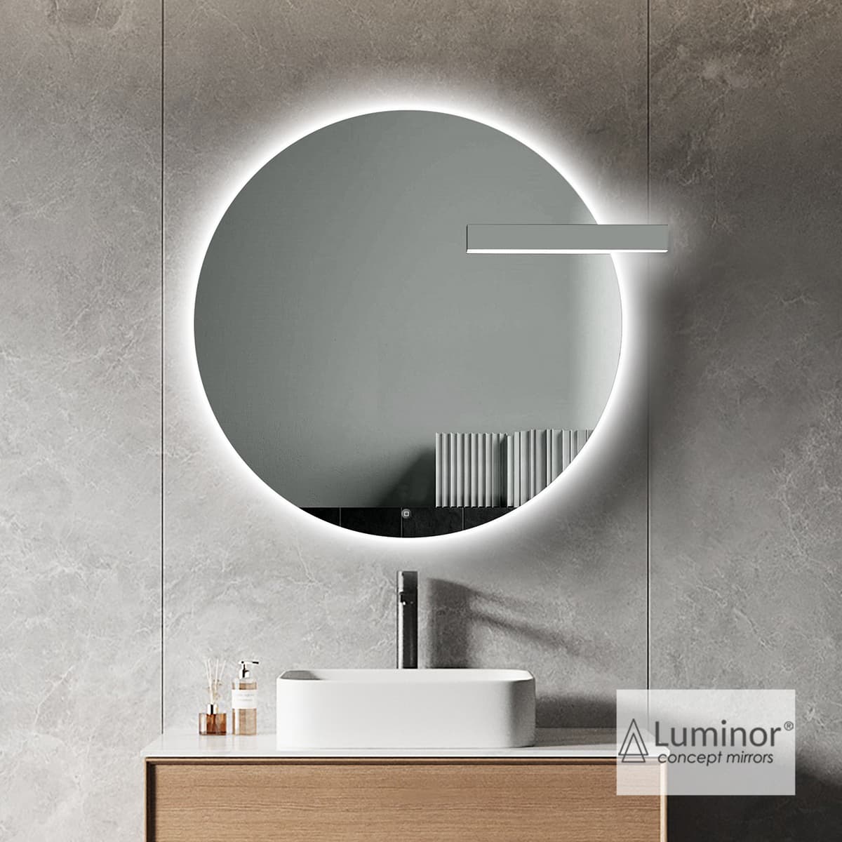 Καθρέπτης μπάνιου με Led & απλίκα Luminor Milo 75 Φ75cm