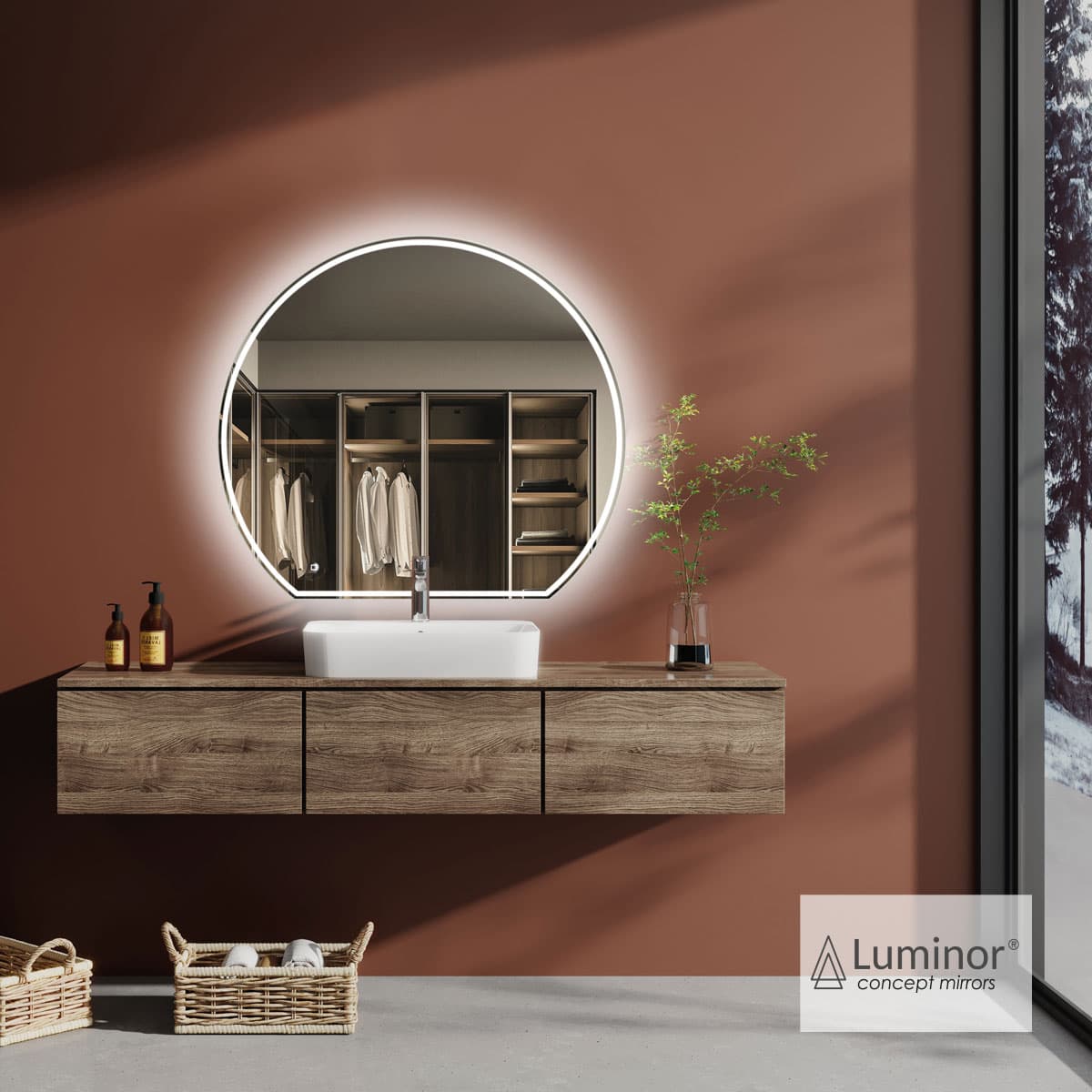 Καθρέπτης μπάνιου με Led Luminor Moon 110 Φ110cm