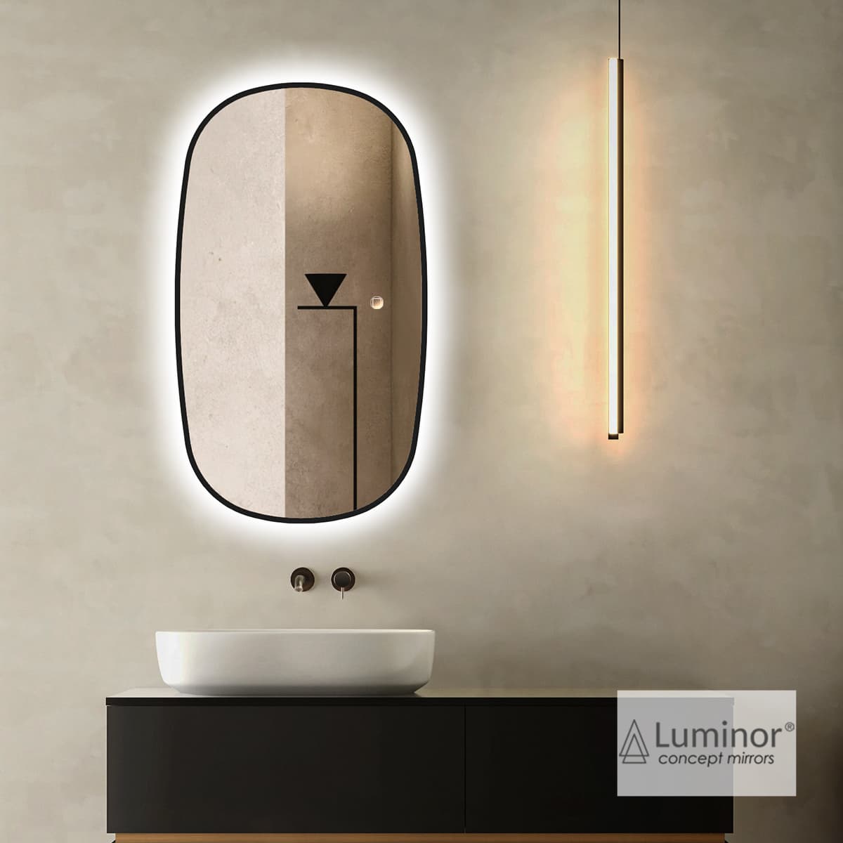 Καθρέπτης μπάνιου με Led Luminor Zen 40 Μαύρο 40x70cm