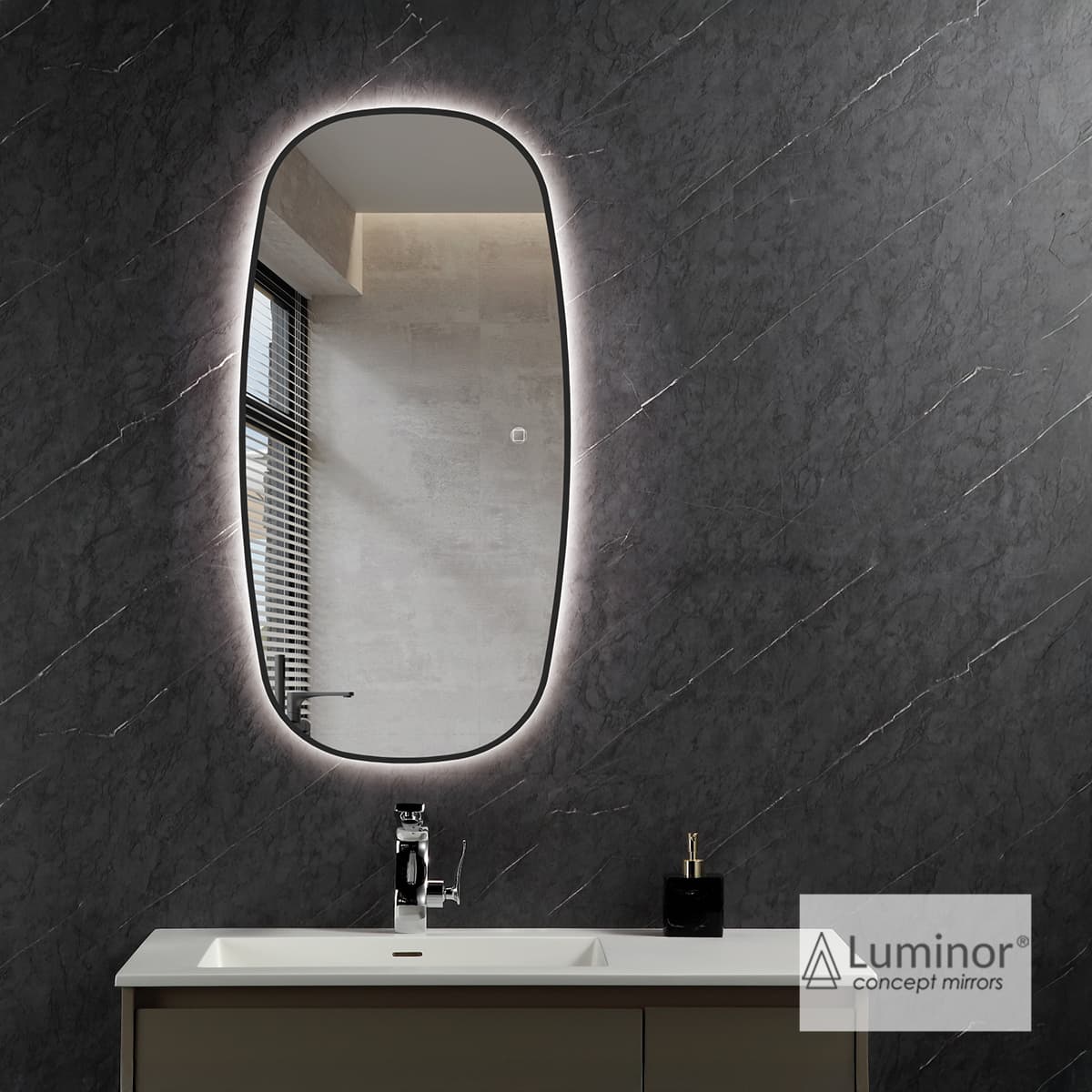 Καθρέπτης μπάνιου με Led Luminor Zenm 50 Ματ Μαύρο 50x110cm (ηχείο με bluetooth)
