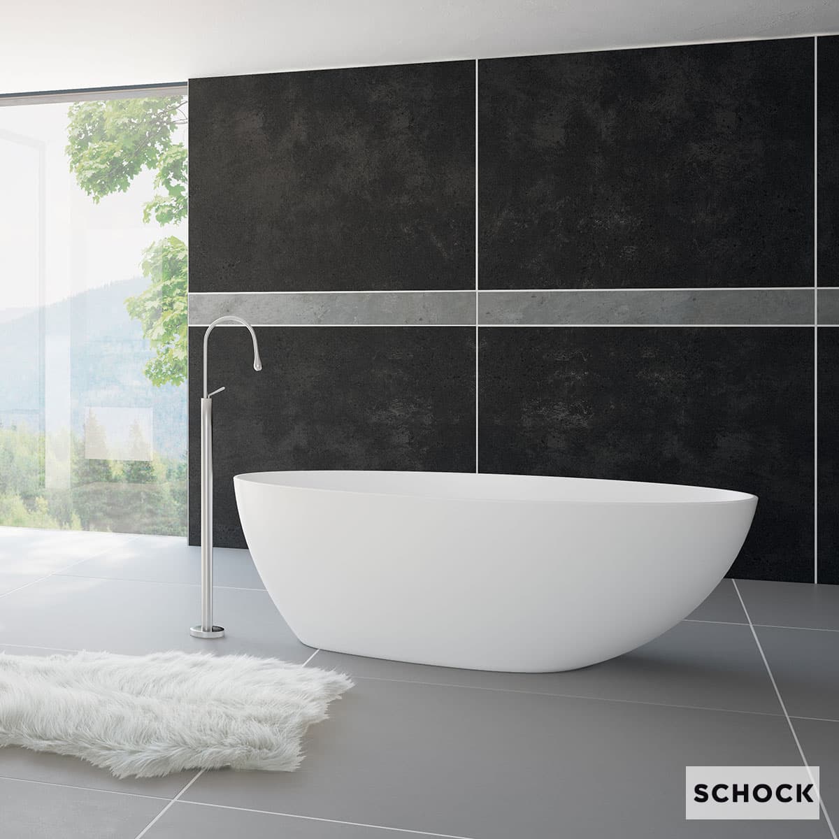 Μπανιέρα ελεύθερης τοποθέτησης Schock Mineralicast CLI17085-301 Ματ Λευκό 170x85cm