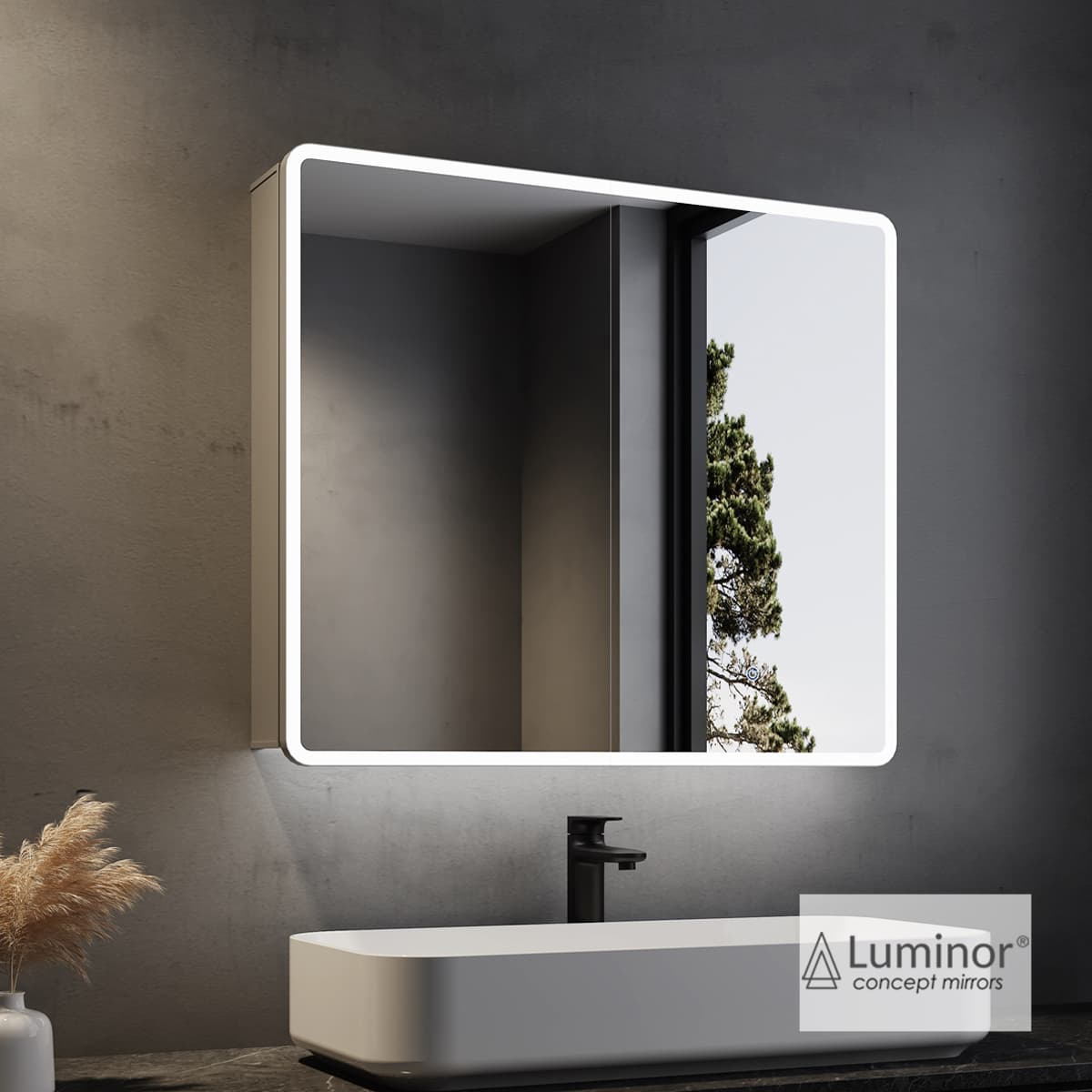 Καθρέπτης μπάνιου με Led & ντουλάπι Luminor Kubi 80 80x70cm