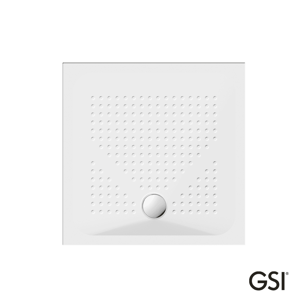Ντουζιέρα τετράγωνη GSI Slim 470909-300 Λευκό antislip 90x90x4cm