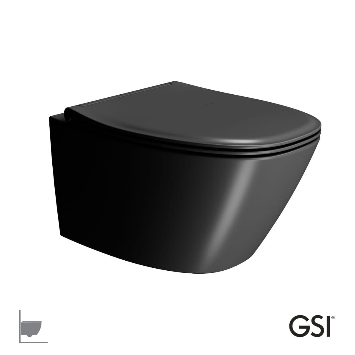 Λεκάνη κρεμαστή rimless swirlflush με κάλυμμα slim soft close GSI Modo Plus 841500SC-401 Ματ Μαύρο 37x54,5cm