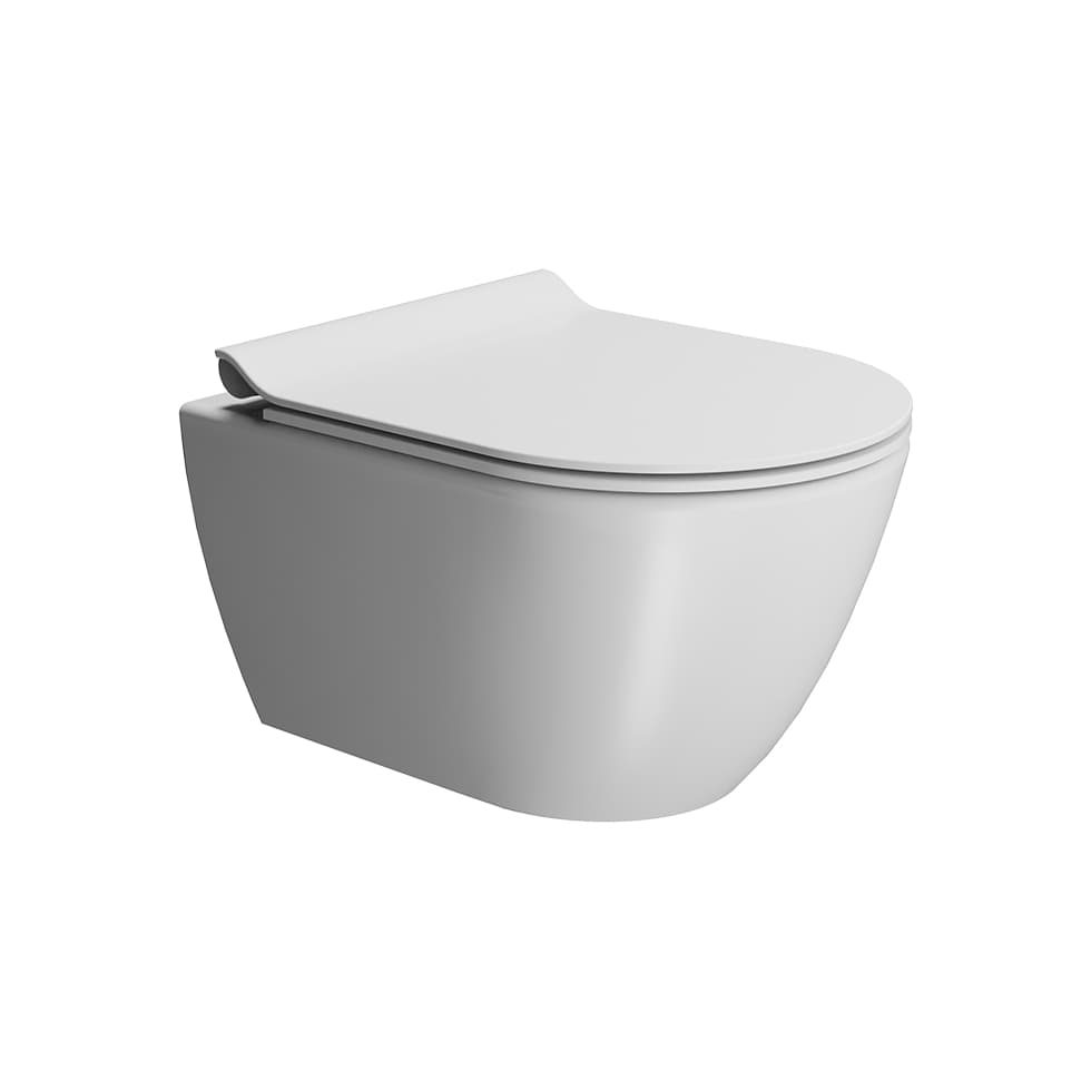 Λεκάνη κρεμαστή rimless swirlflush με κάλυμμα slim soft close GSI Pura 881600SC-301 Ματ Λευκό 36x50cm