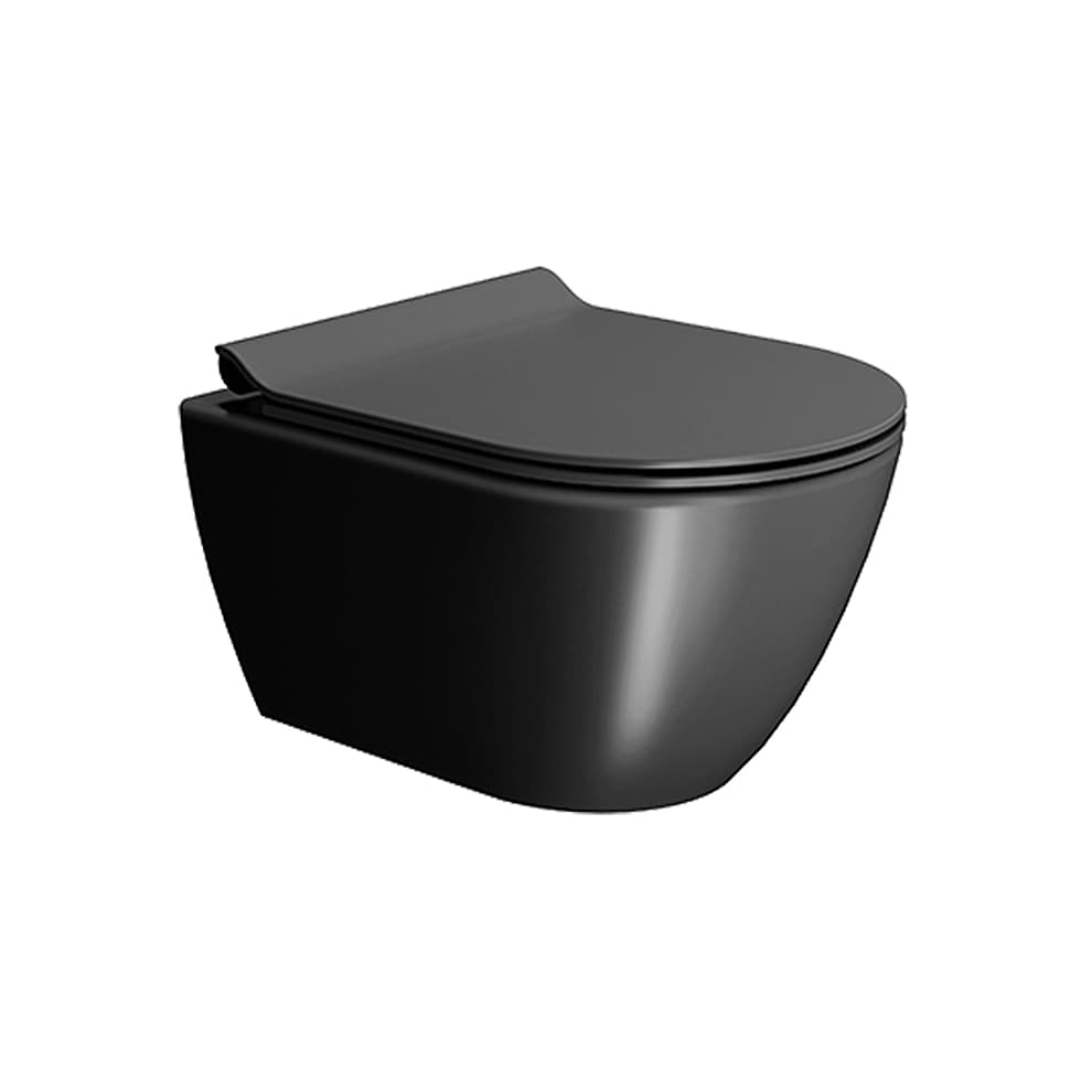 Λεκάνη κρεμαστή rimless swirlflush με κάλυμμα slim soft close GSI Pura 881600SC-401 Ardesia (ματ μαύρο) 36x50cm