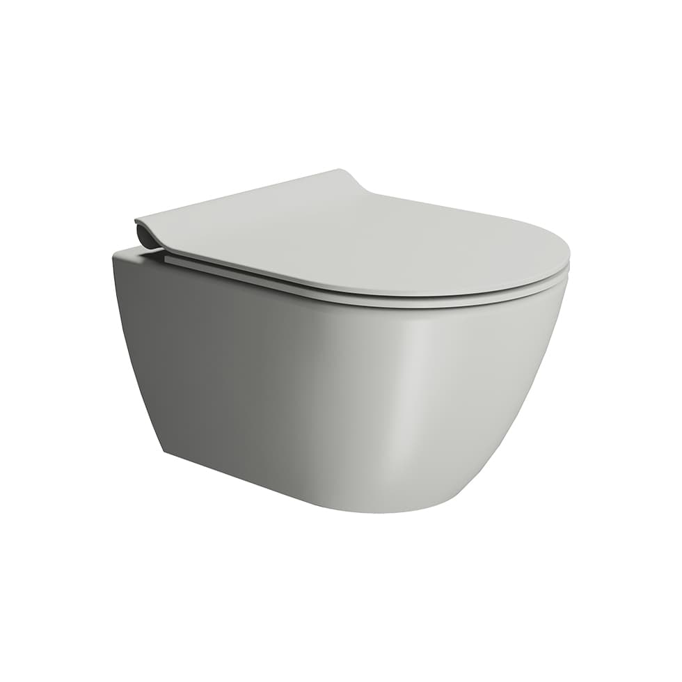 Λεκάνη κρεμαστή rimless swirlflush με κάλυμμα slim soft close GSI Pura 881600SC-450 Cenere 36x50cm
