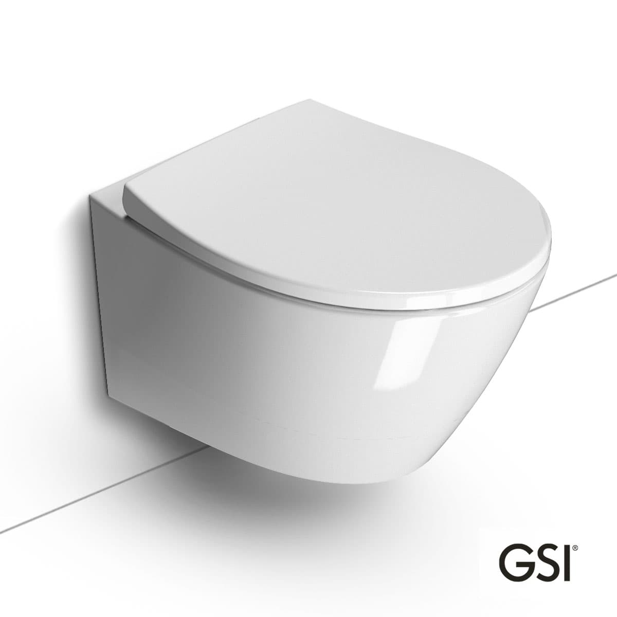 Λεκάνη κρεμαστή rimless swirlflush με κάλυμμα slim soft close GSI Modo 981600C-300 Λευκό 37x52cm