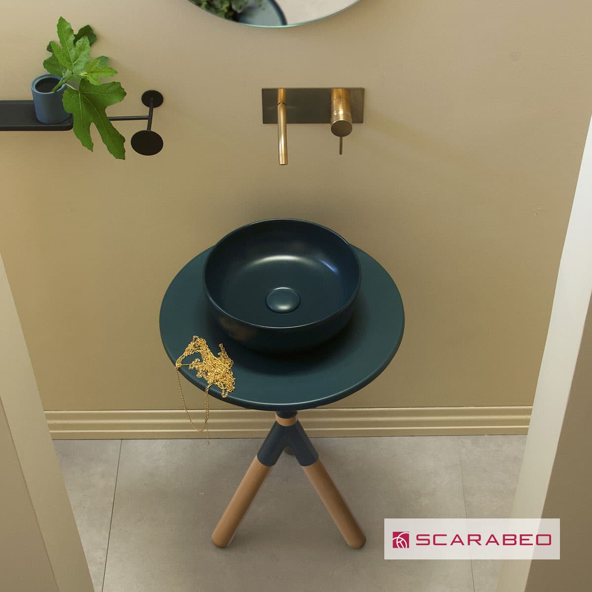 Έπιπλο Scarabeo Cross 2501F0-9855 Musk πράσινο ματ Φ52cm Υ:76cm